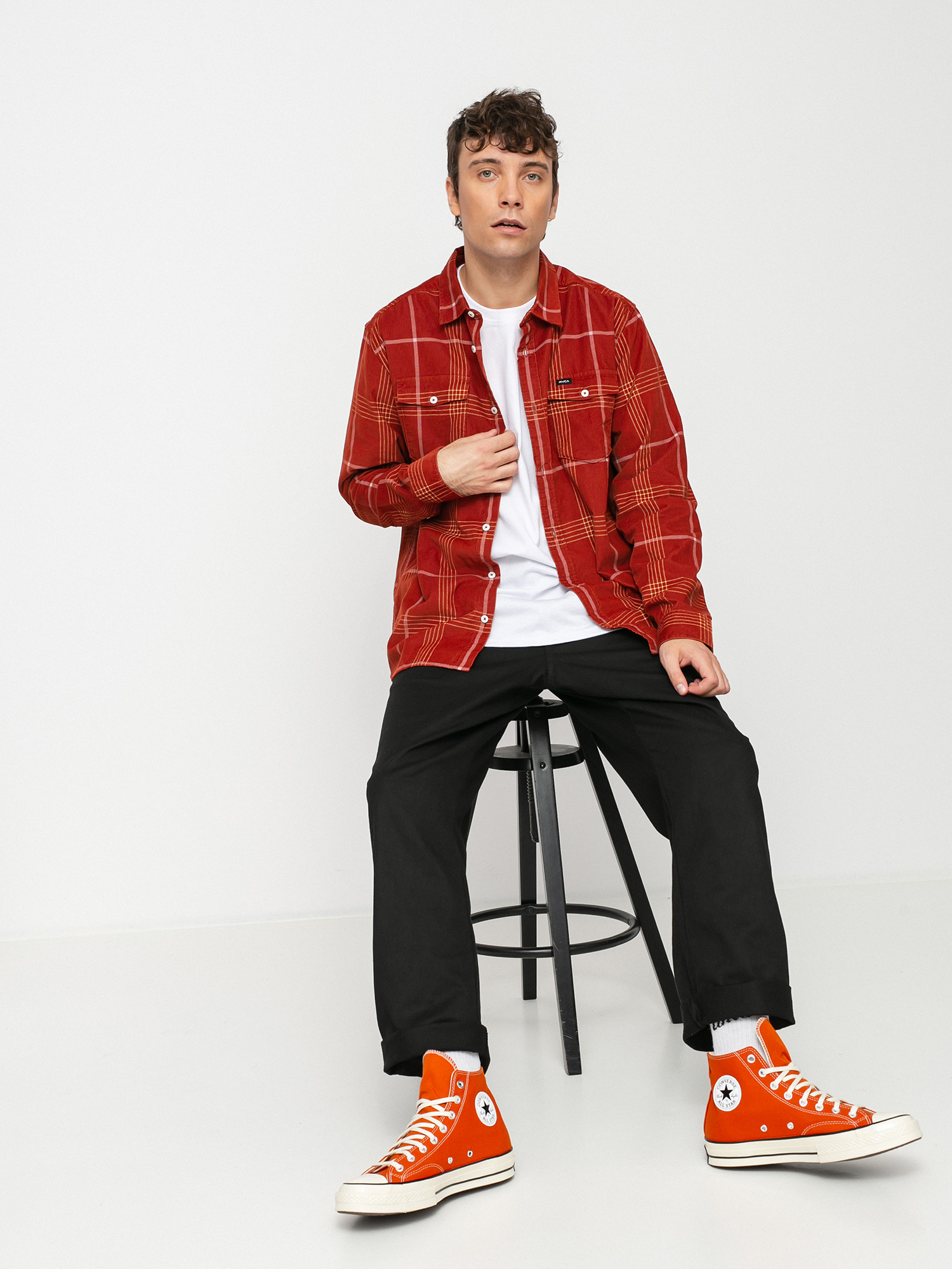 Koszula RVCA Blues Walk Cord Ls (brick red)