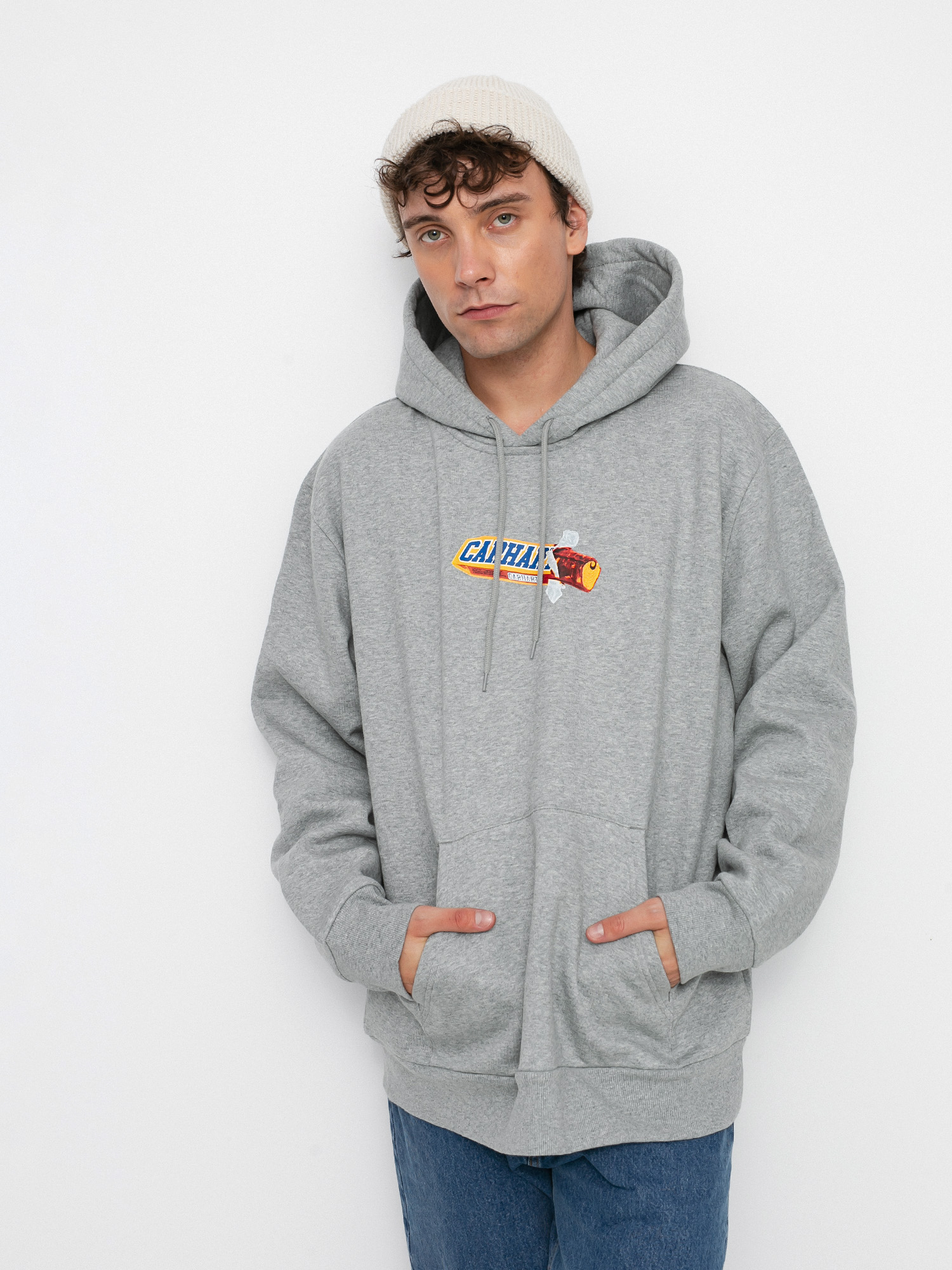 Bluza Carhartt WIP Hooded Chocolate Bar Sweat (grey heather)