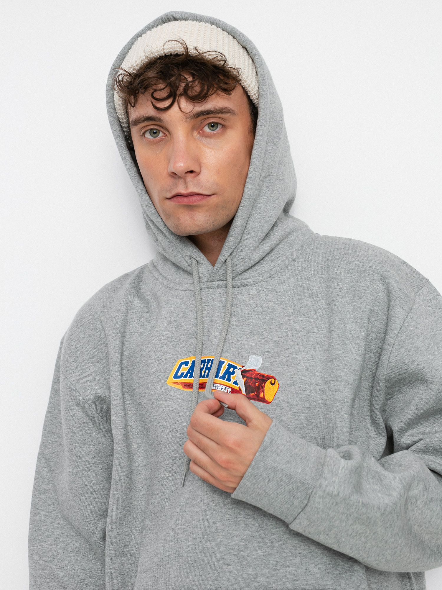 Bluza Carhartt WIP Hooded Chocolate Bar Sweat (grey heather)