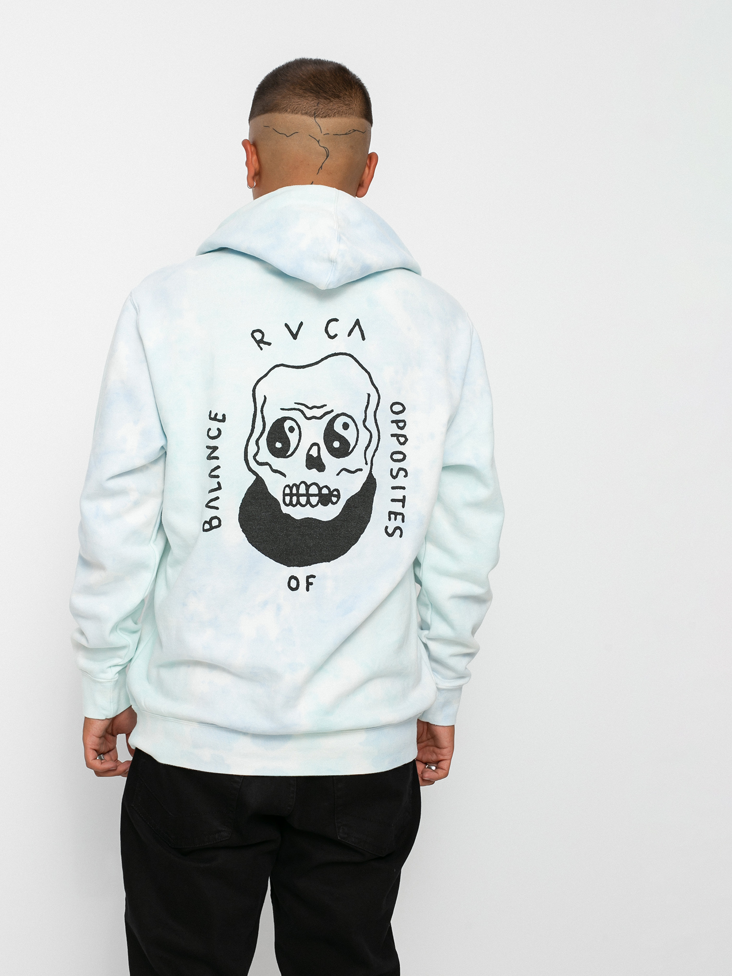 Bluza z kapturem RVCA Benj Skull HD (blu mble tie de)