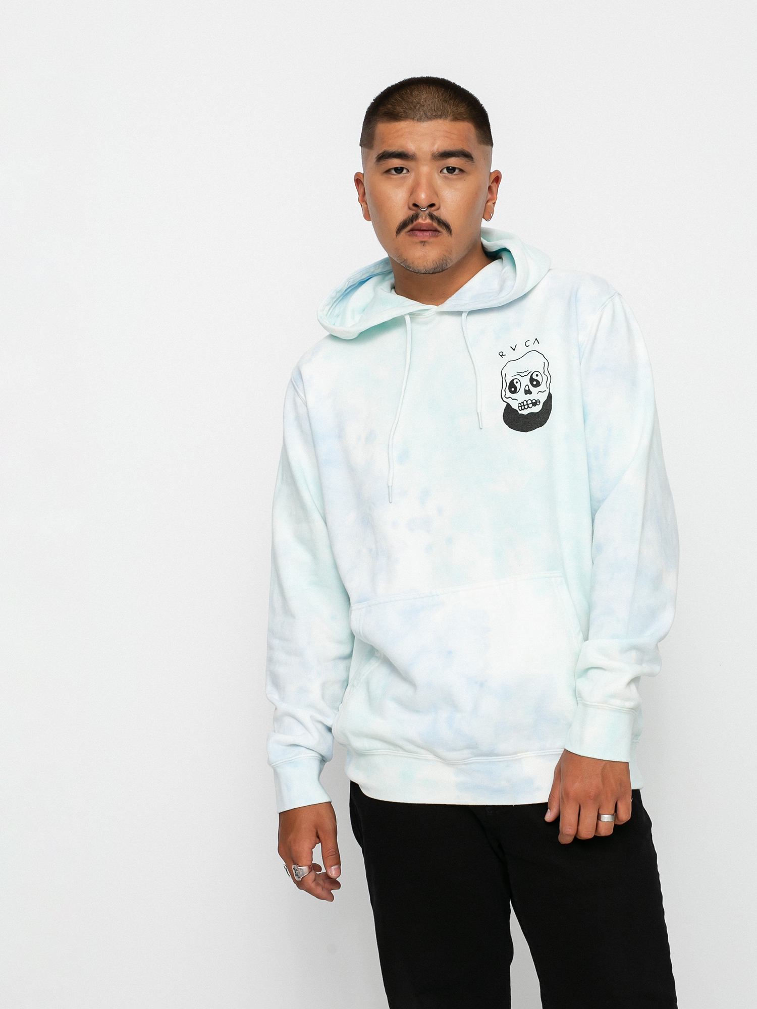 Bluza z kapturem RVCA Benj Skull HD (blu mble tie de)