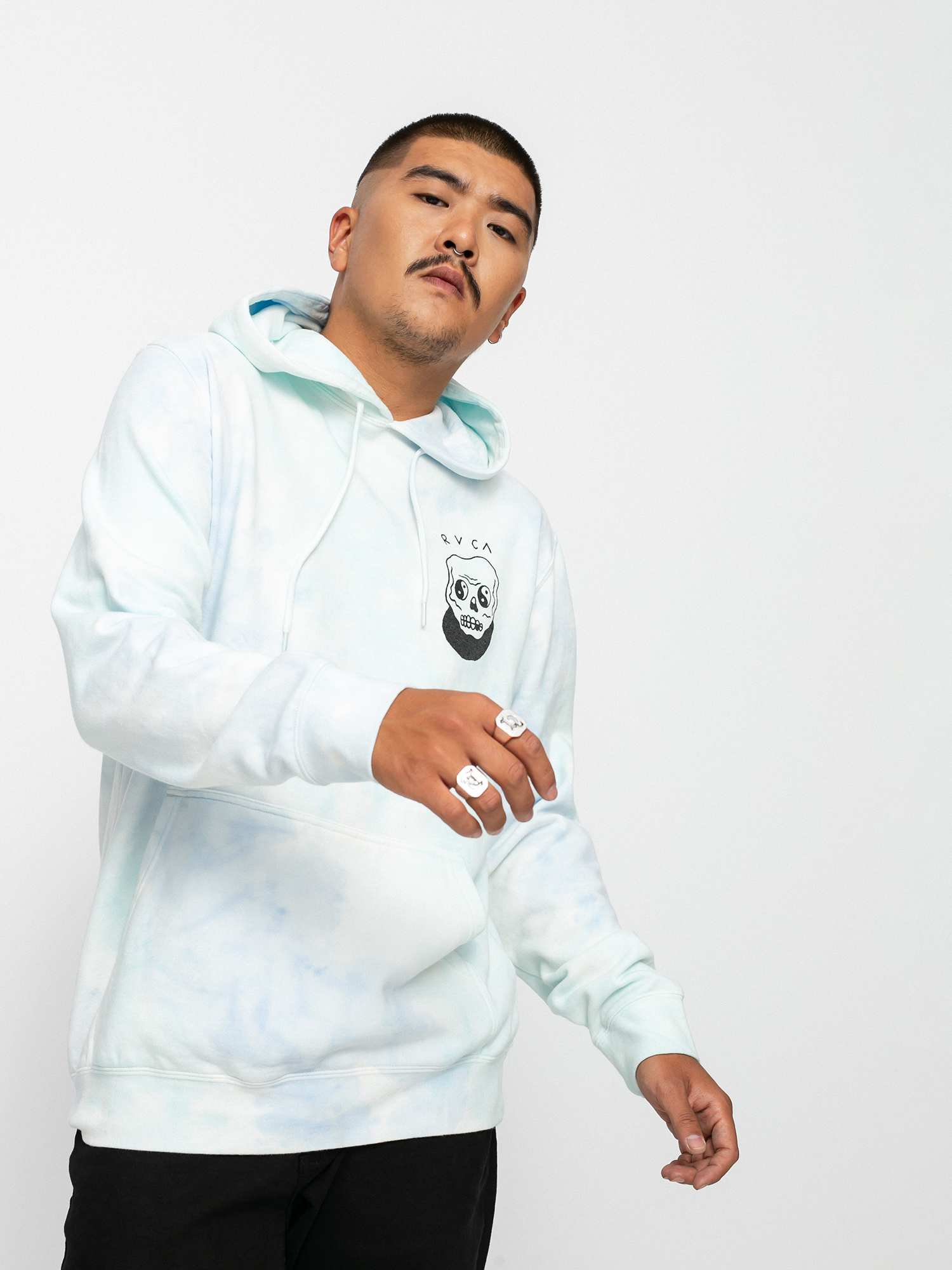 Bluza z kapturem RVCA Benj Skull HD (blu mble tie de)