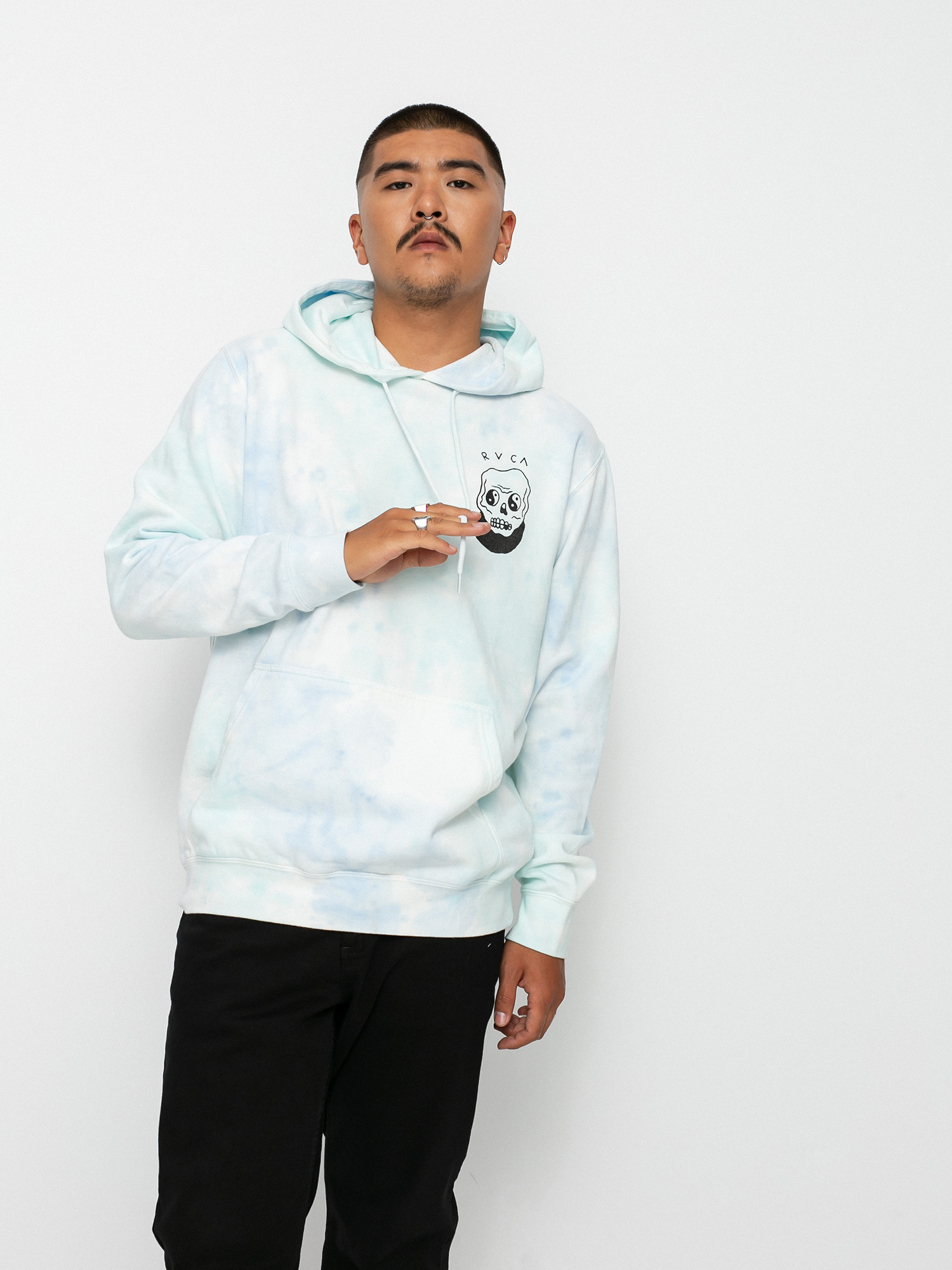Bluza z kapturem RVCA Benj Skull HD (blu mble tie de)