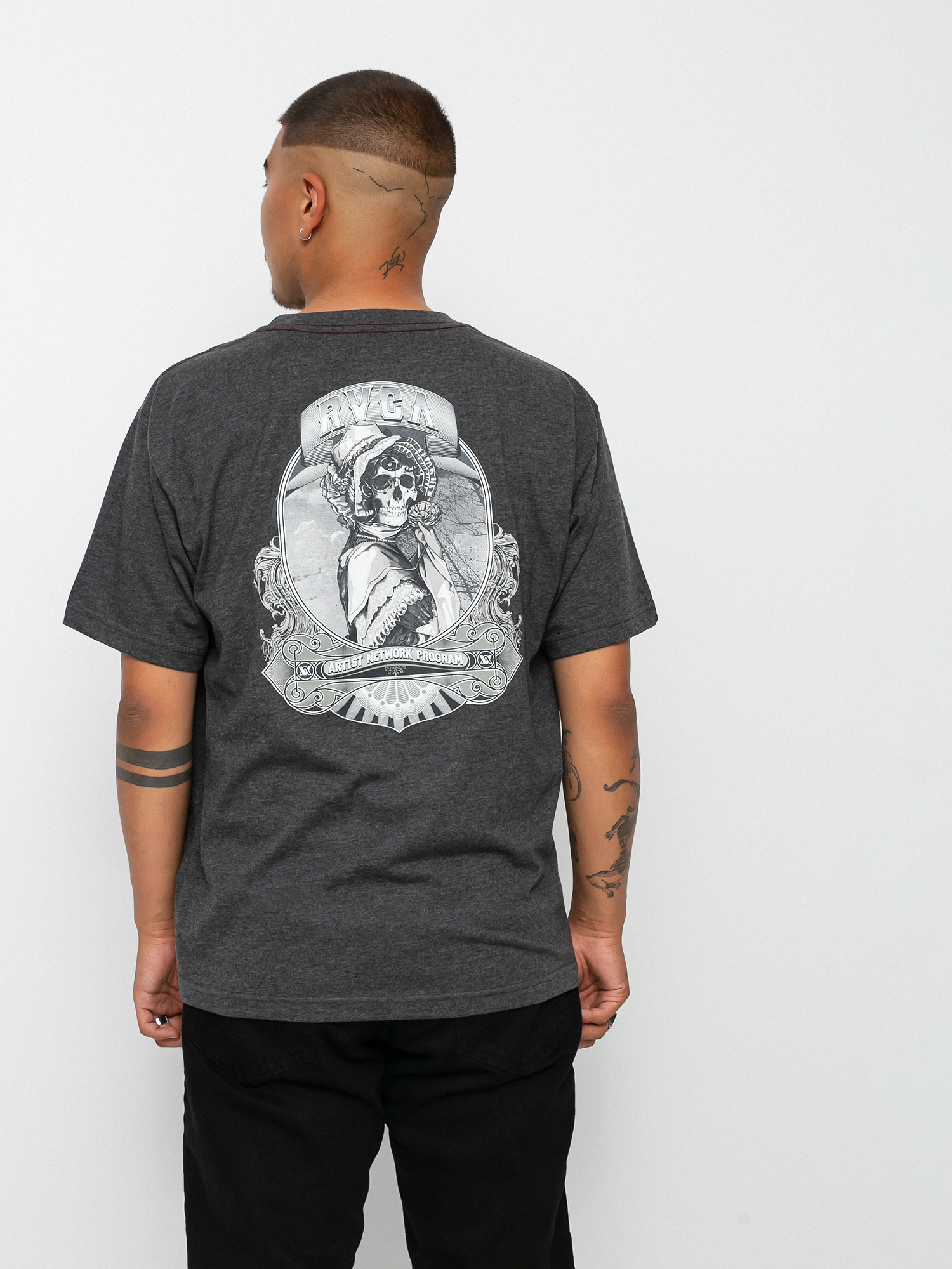 T-shirt RVCA Skull Bonnet (dark charcoal)