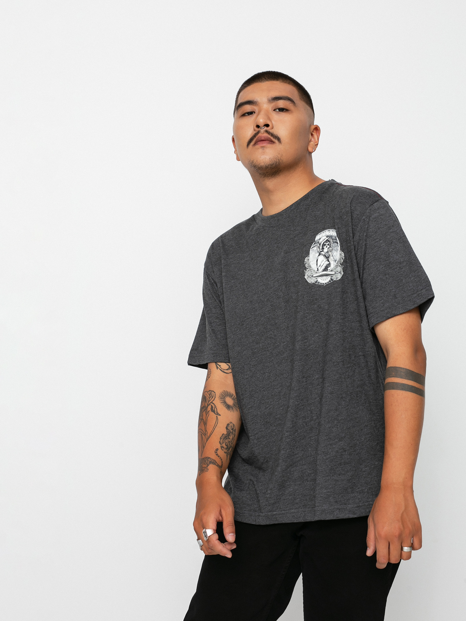 T-shirt RVCA Skull Bonnet (dark charcoal)