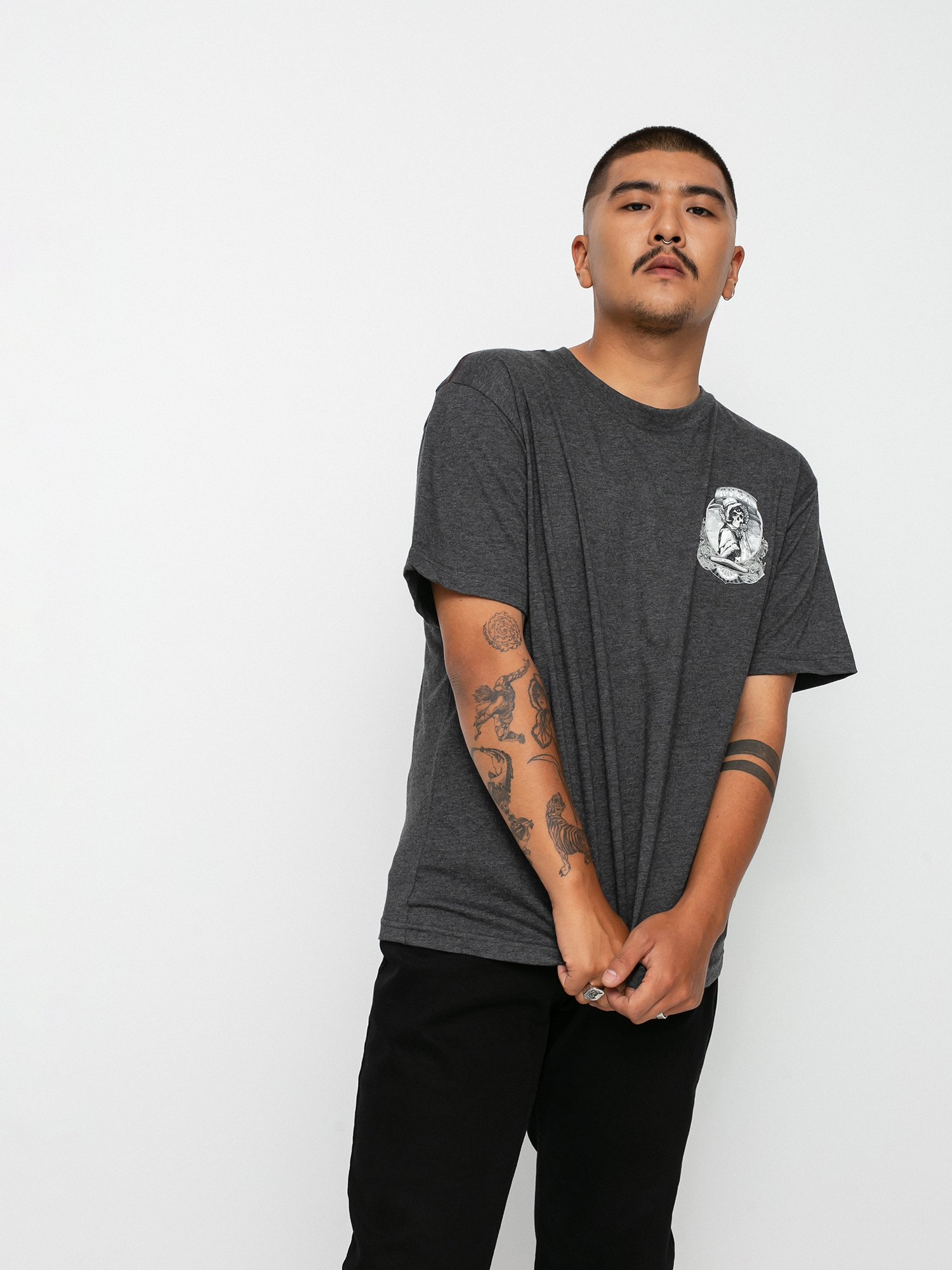 T-shirt RVCA Skull Bonnet (dark charcoal)