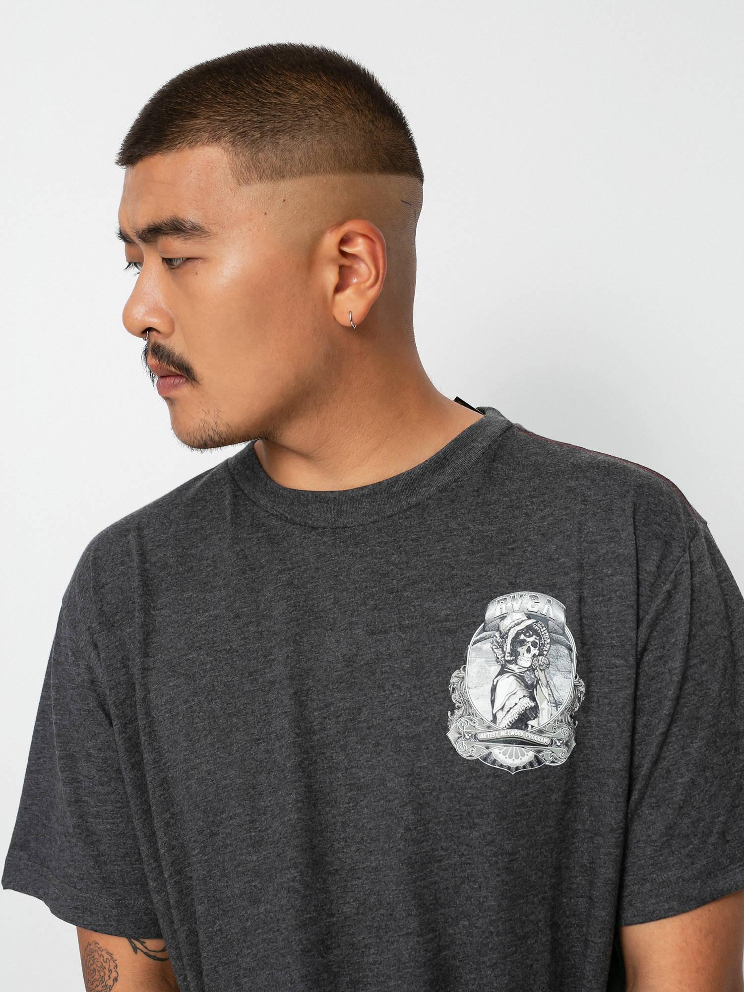 T-shirt RVCA Skull Bonnet (dark charcoal)