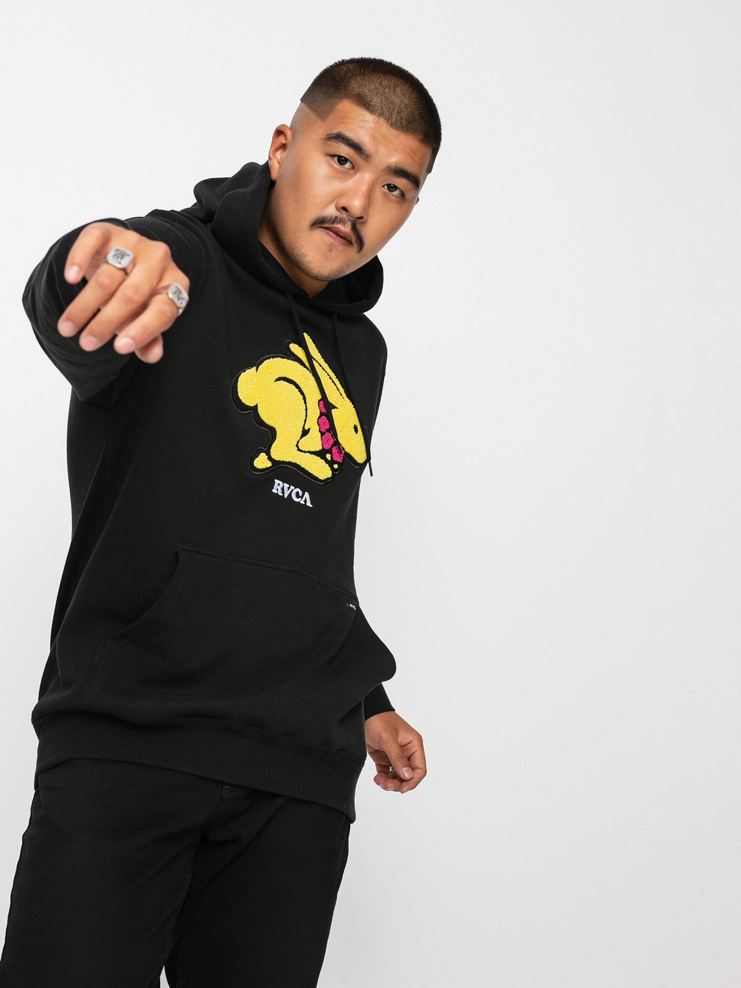 Bluza z kapturem RVCA Evan Mock Rabbit HD (black)