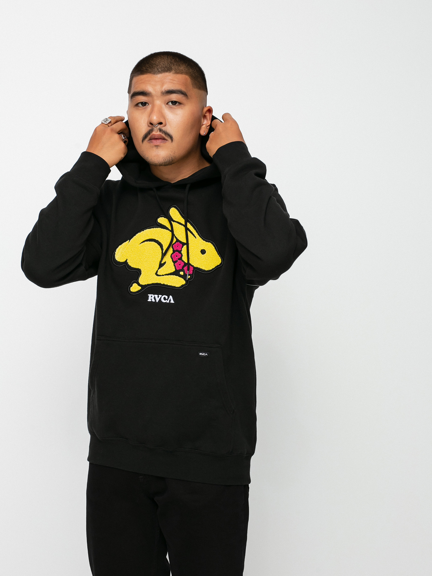 Bluza z kapturem RVCA Evan Mock Rabbit HD (black)