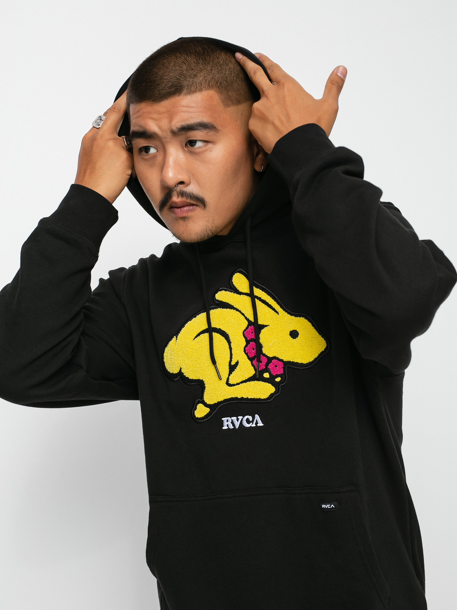 Bluza z kapturem RVCA Evan Mock Rabbit HD (black)
