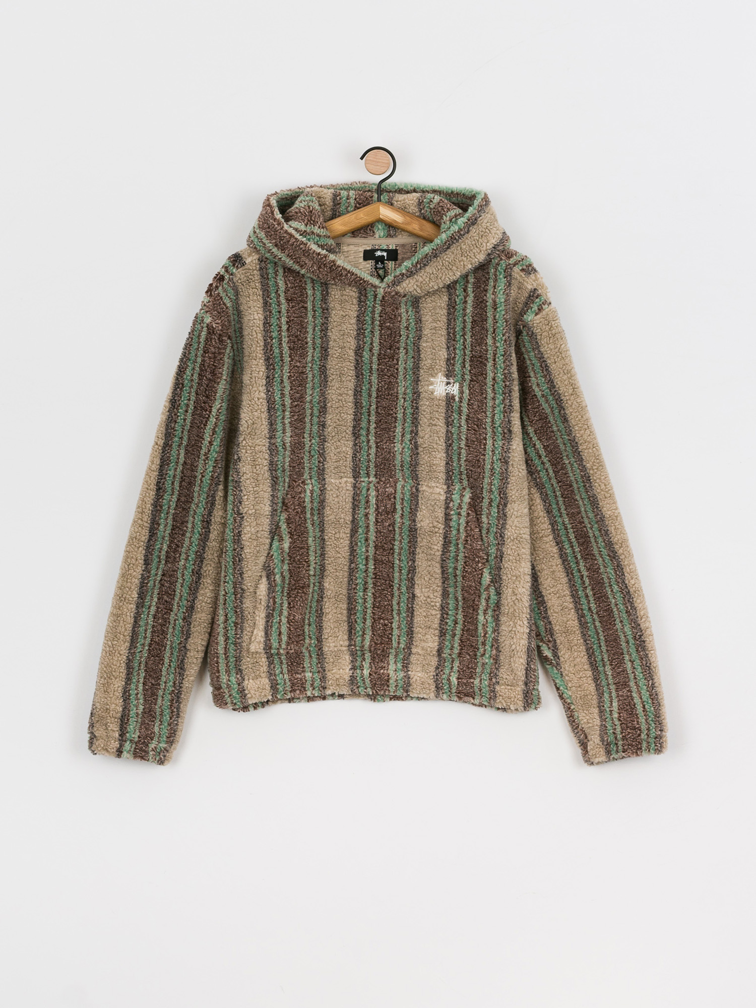 Bluza z kapturem Stussy Stripe Sherpa HD (tan)