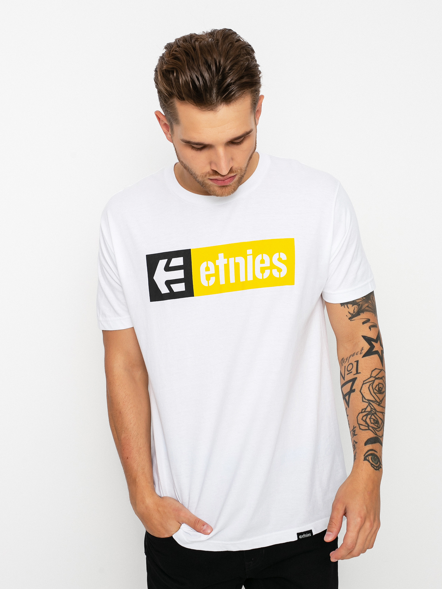 T-shirt Etnies New Box (white/black/yellow)