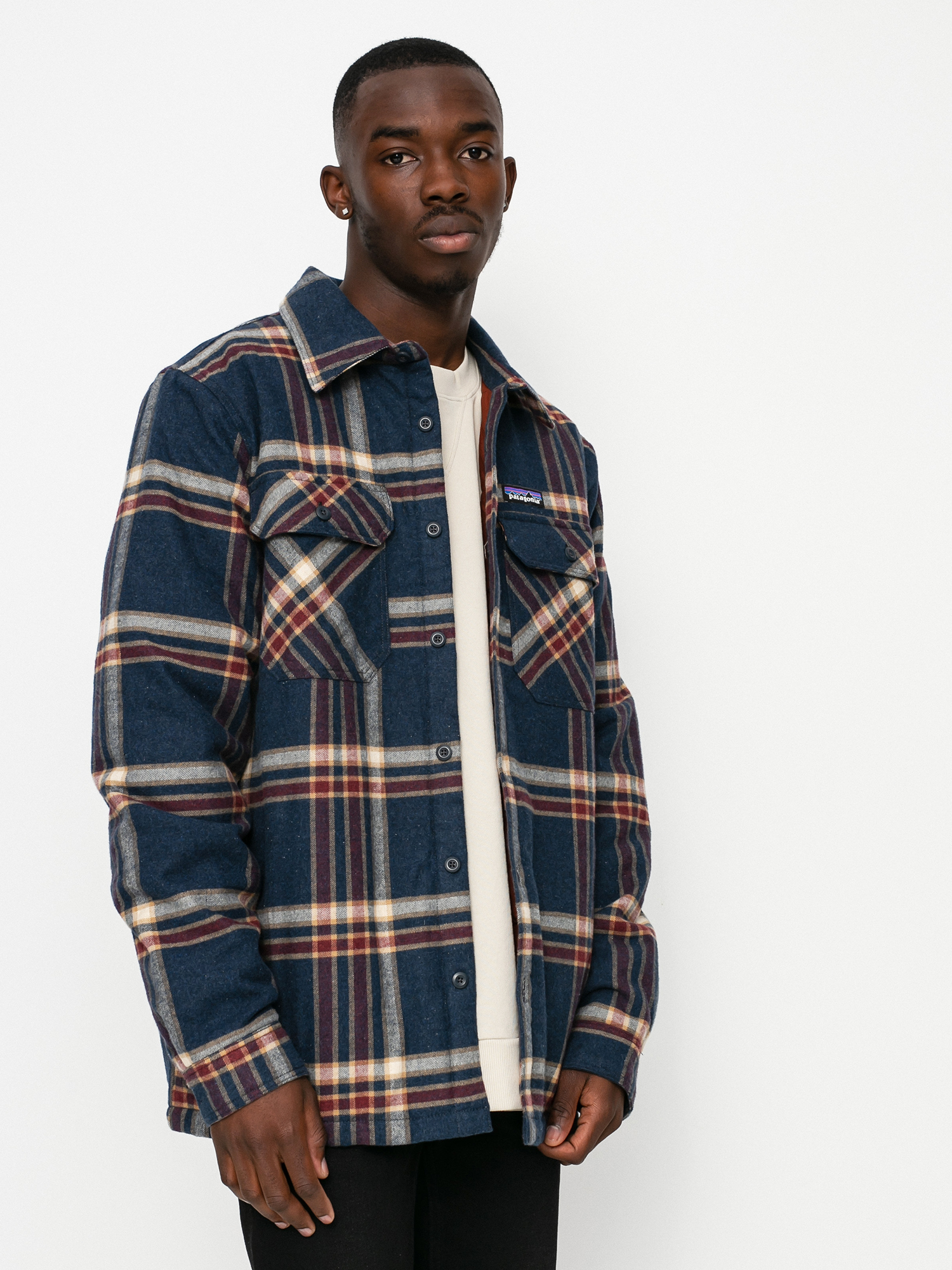 Kurtka Patagonia Insulated Organic Cotton Fjord Flannel (growlers plaid/smolder blue)