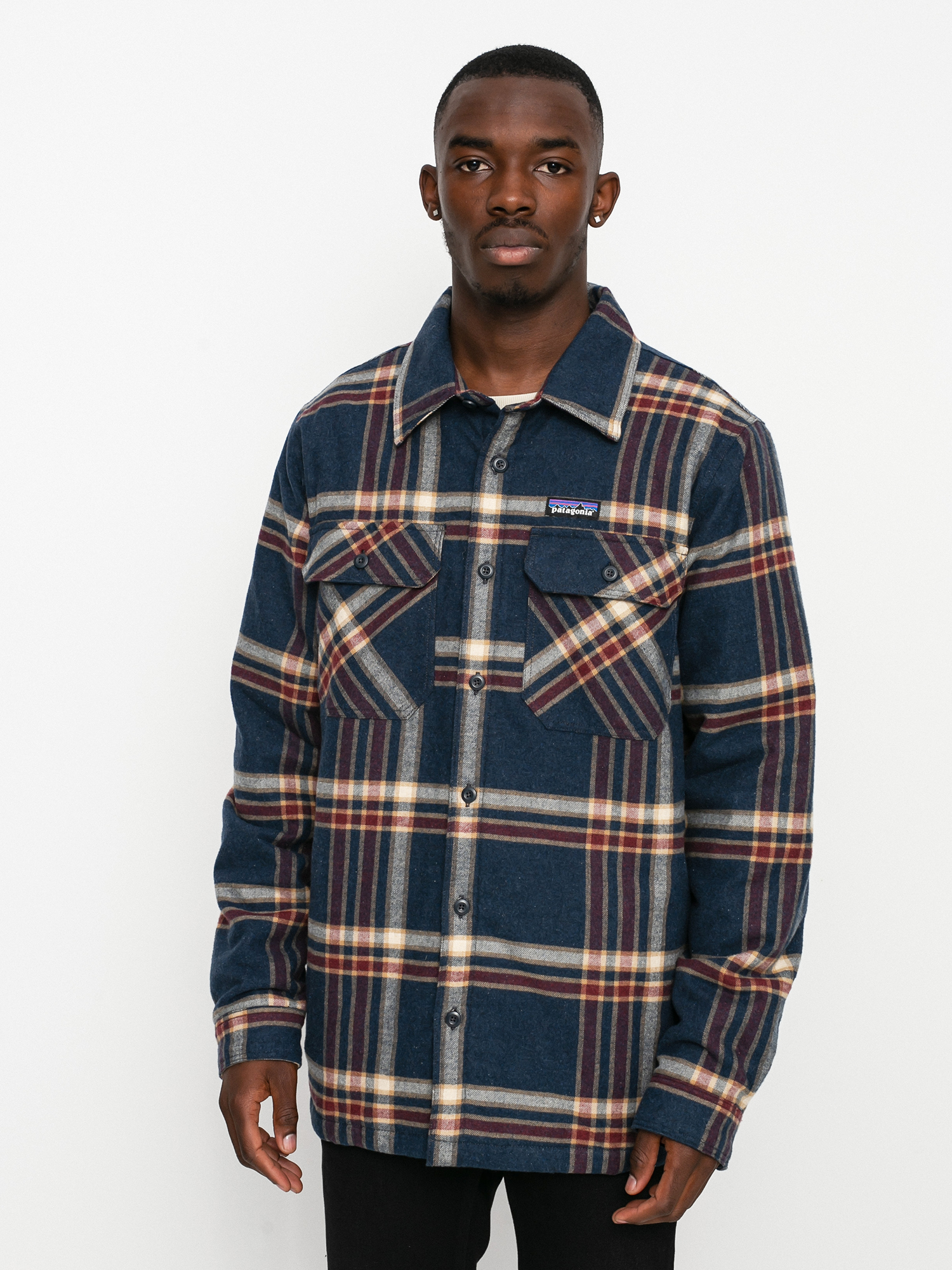 Kurtka Patagonia Insulated Organic Cotton Fjord Flannel (growlers plaid/smolder blue)