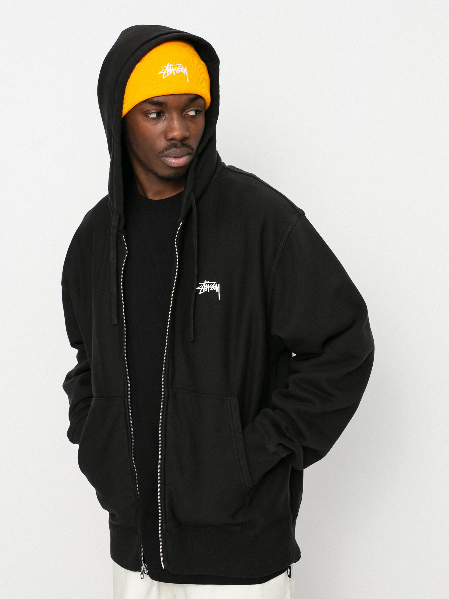 Bluza z kapturem Stussy Stock Logo ZHD (black)