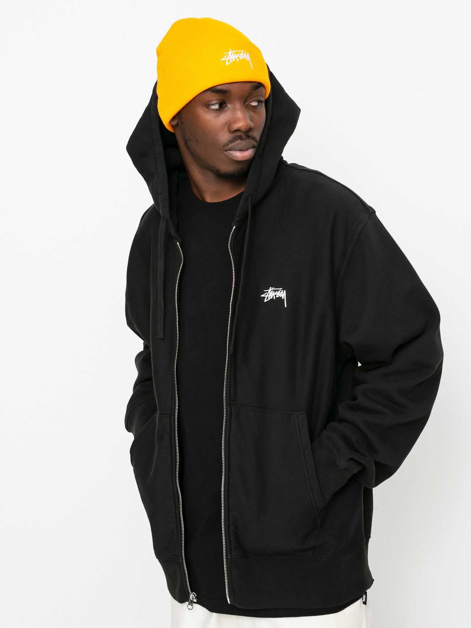 Bluza z kapturem Stussy Stock Logo ZHD (black)