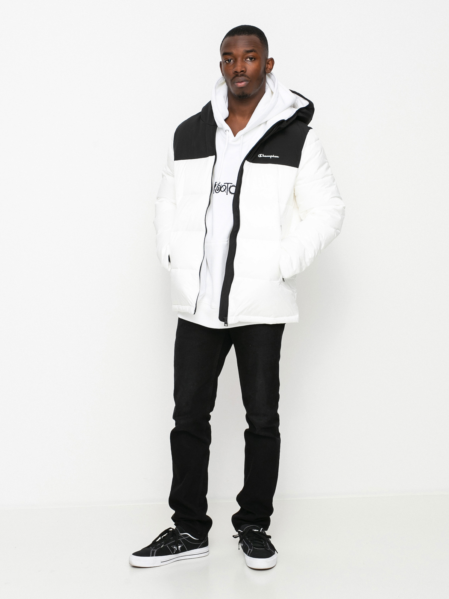 Kurtka Champion Legacy Hooded Jacket 216652 (wht/nbk)