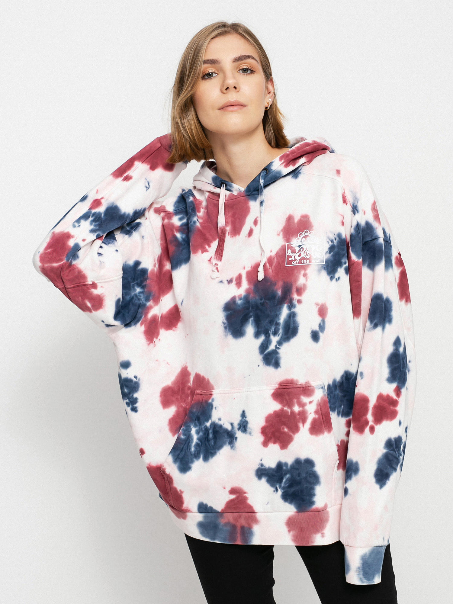 Bluza z kapturem Vans Mascy Grunge Wash HD Wmn (pomegranate)