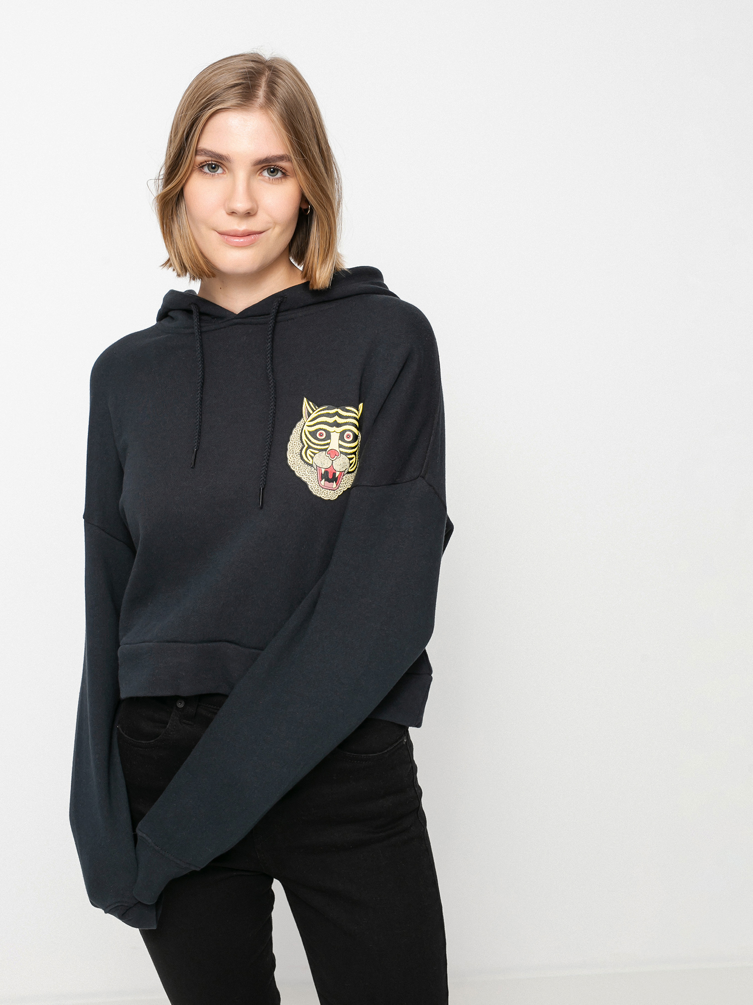 Bluza z kapturem RVCA Leines Tigerface HD Wmn (true black)