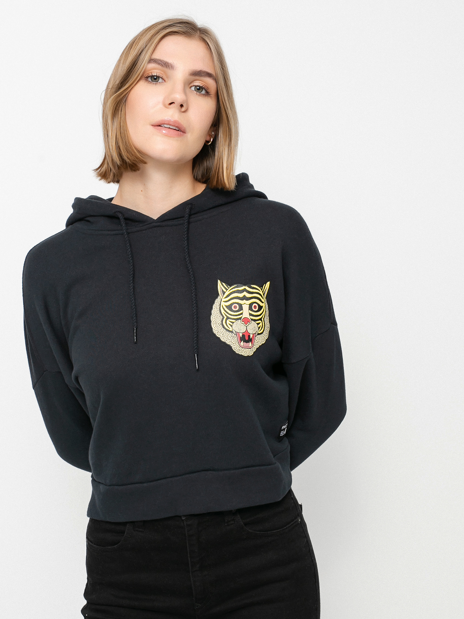 Bluza z kapturem RVCA Leines Tigerface HD Wmn (true black)