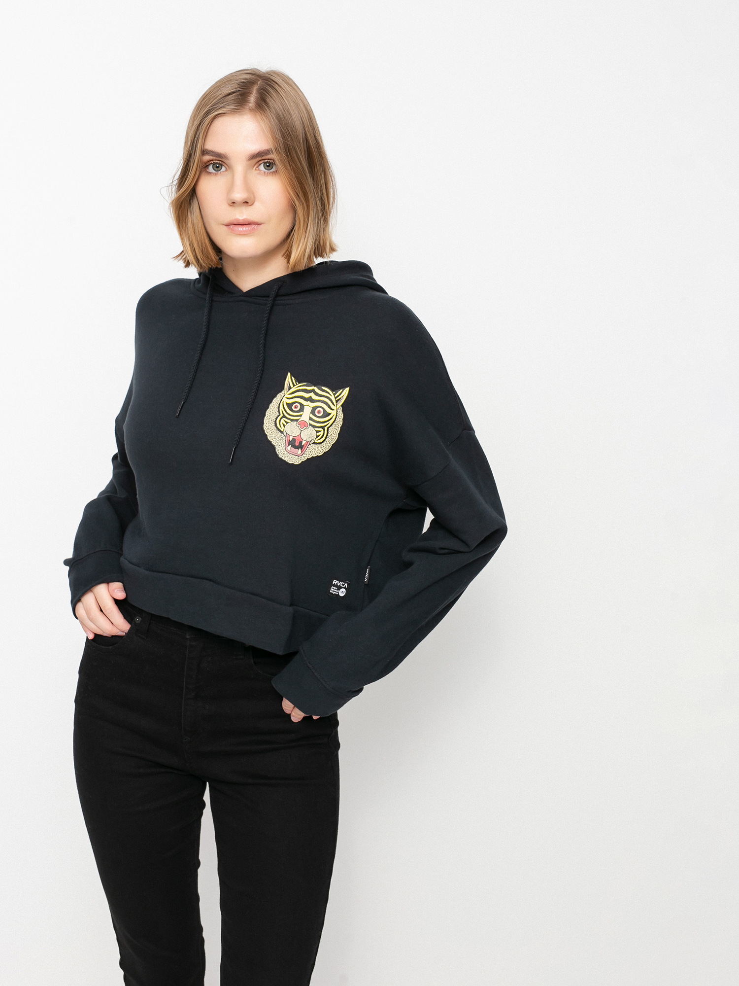 Bluza z kapturem RVCA Leines Tigerface HD Wmn (true black)