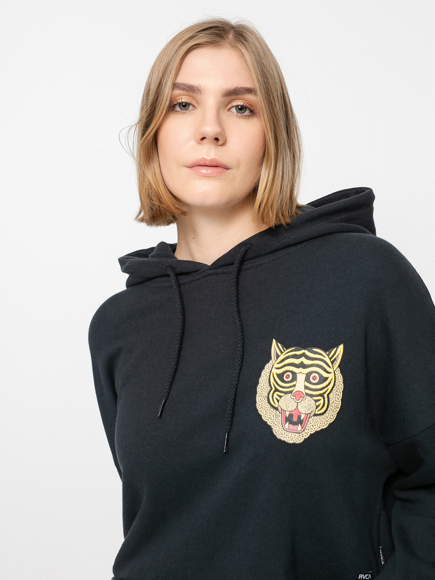 Bluza z kapturem RVCA Leines Tigerface HD Wmn (true black)