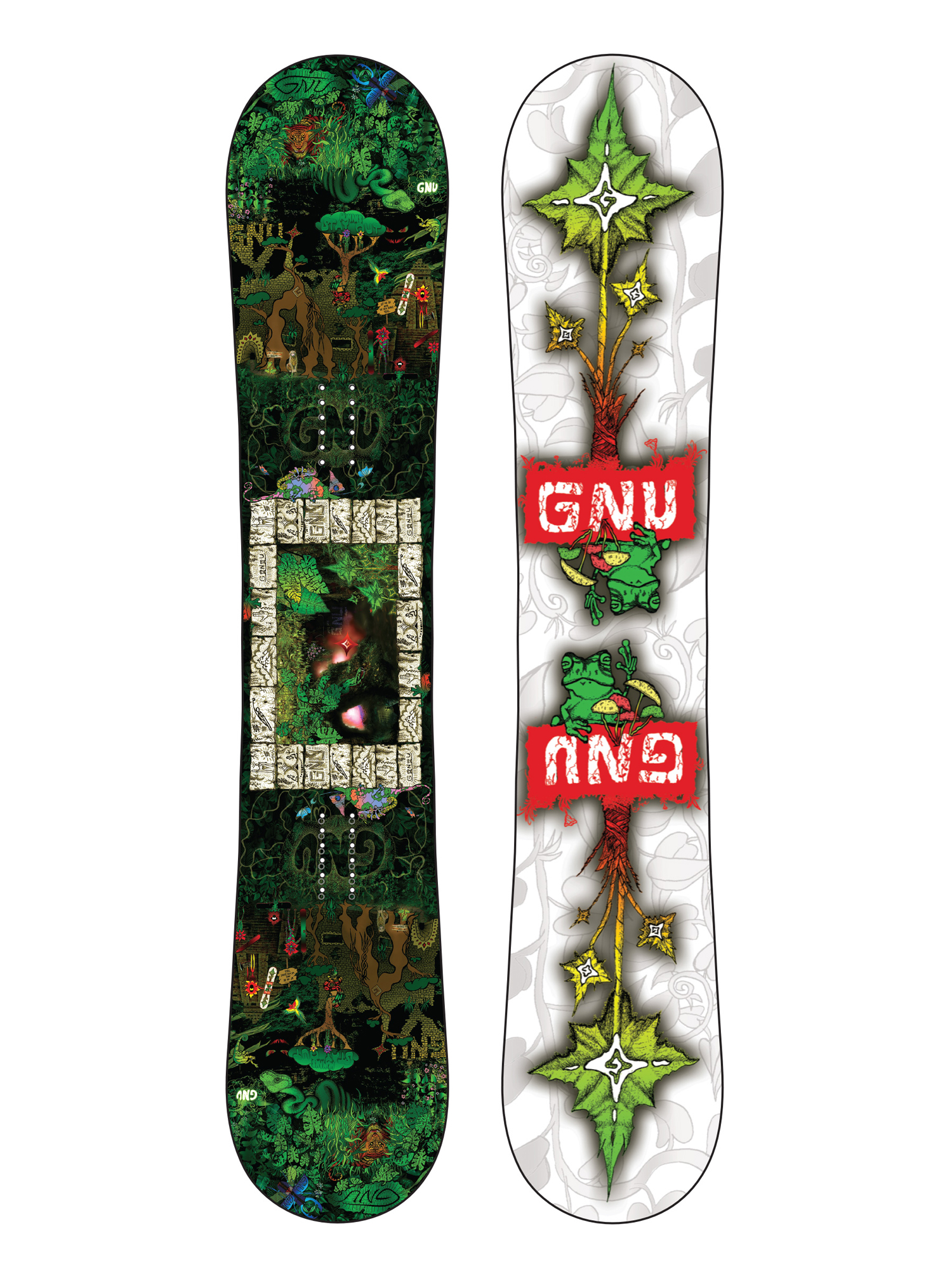 Męska Deska snowboardowa Gnu Finest (white/green/red)