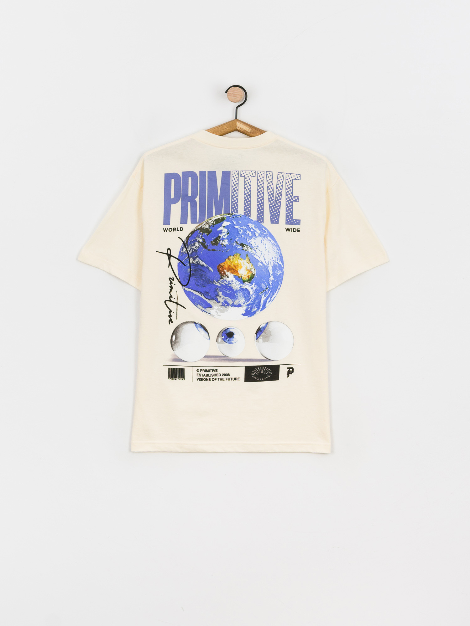 T-shirt Primitive Worldwide Vision (cream)