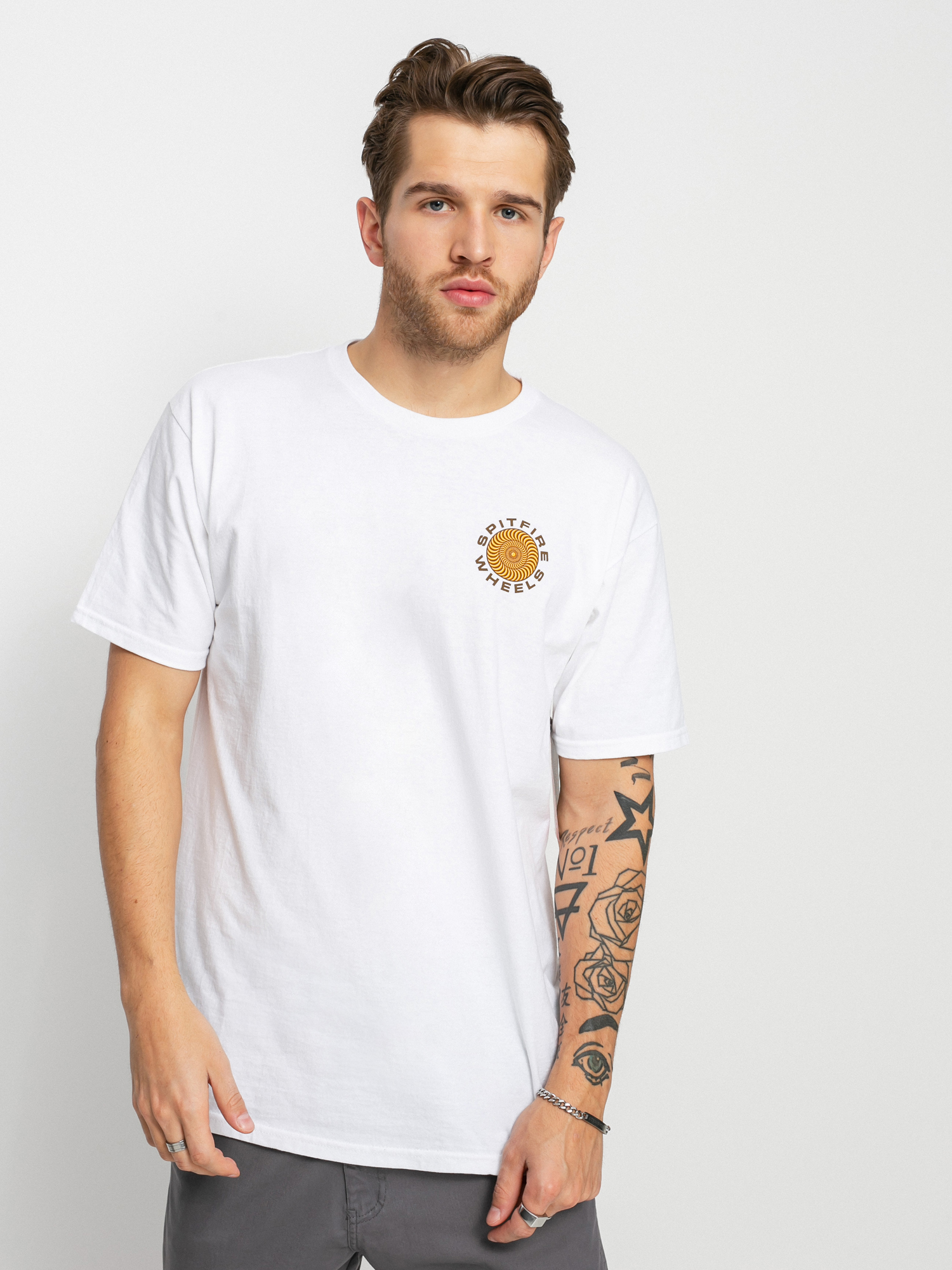 T-shirt Spitfire Classic 87 Swirl (white w/brown orange prints)