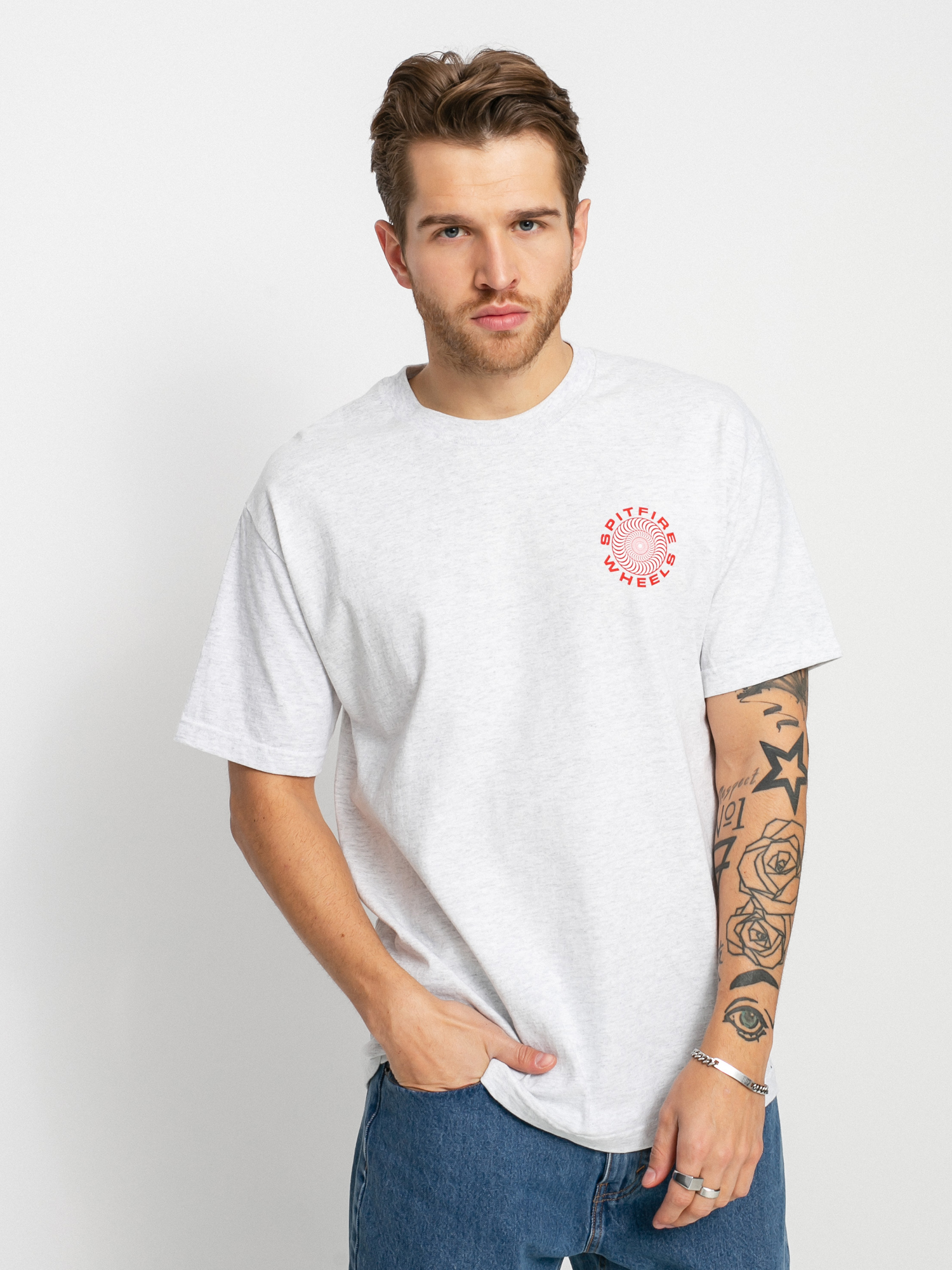 T-shirt Spitfire Classic 87 Swirl (ash w/red white prints)