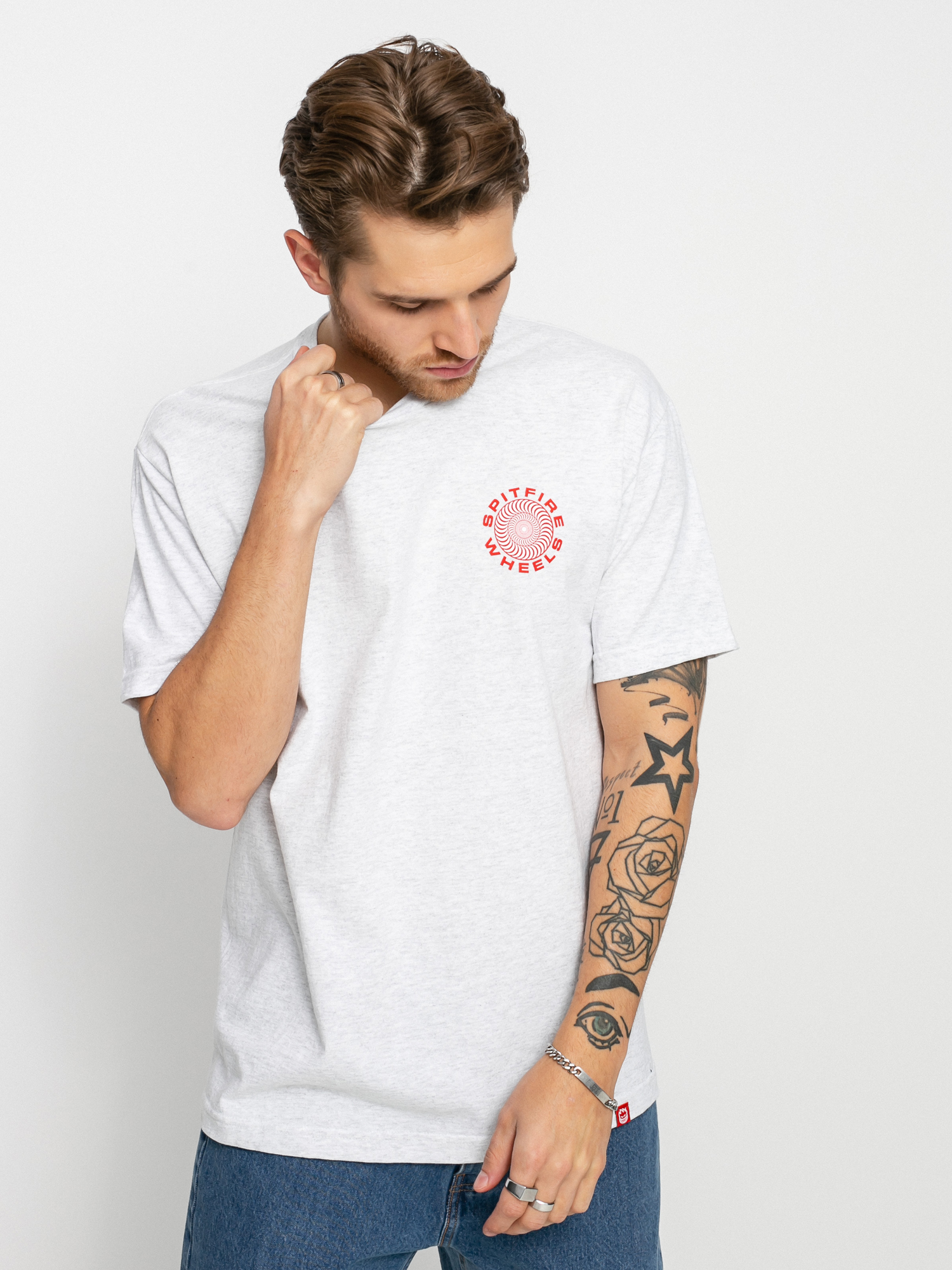 T-shirt Spitfire Classic 87 Swirl (ash w/red white prints)