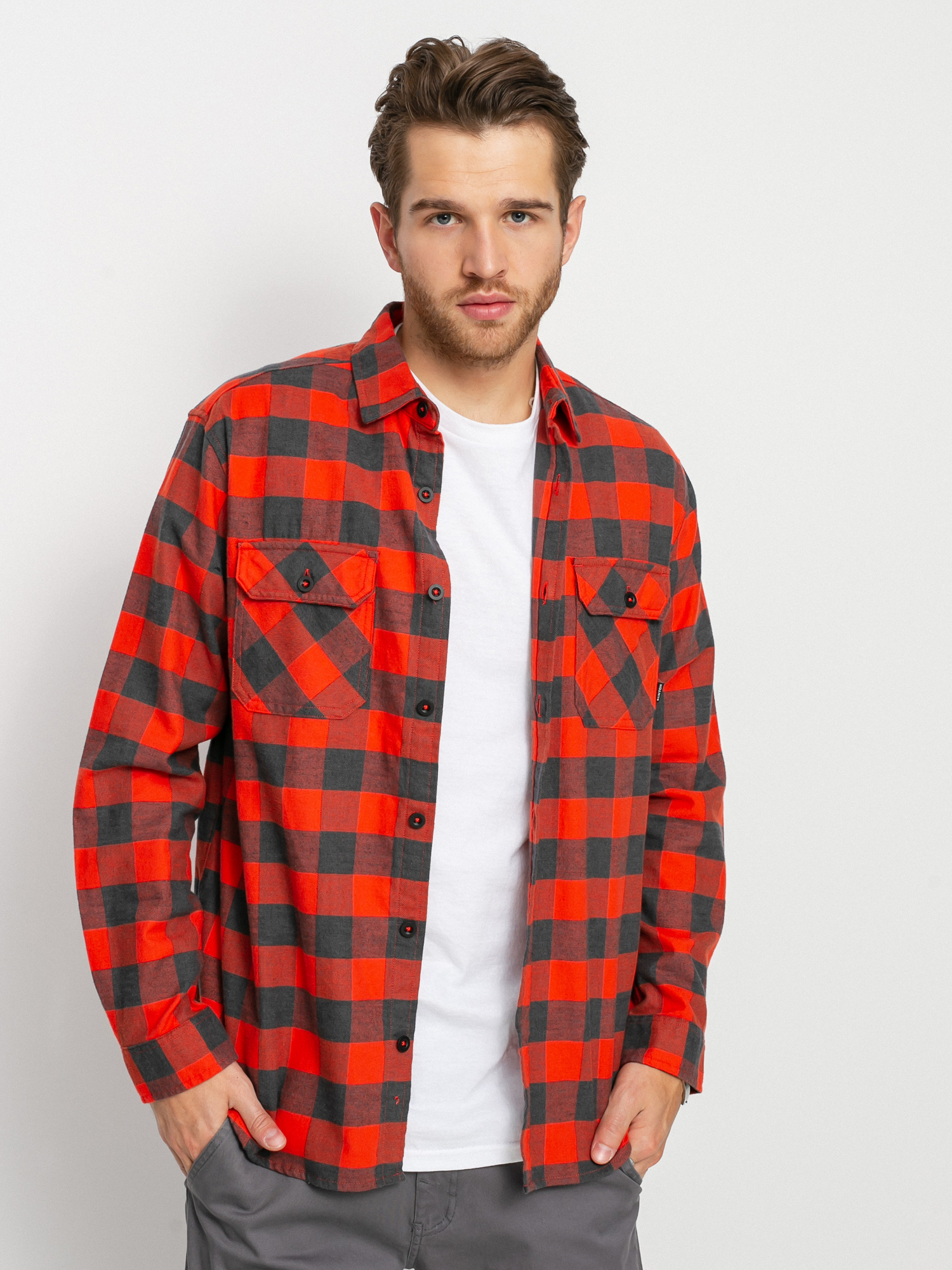 Koszula Burton Brighton Flannel (fiesta red heather buffalo plaid)
