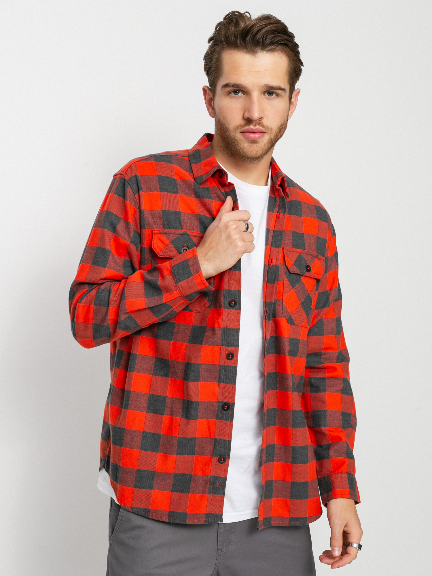 Koszula Burton Brighton Flannel (fiesta red heather buffalo plaid)
