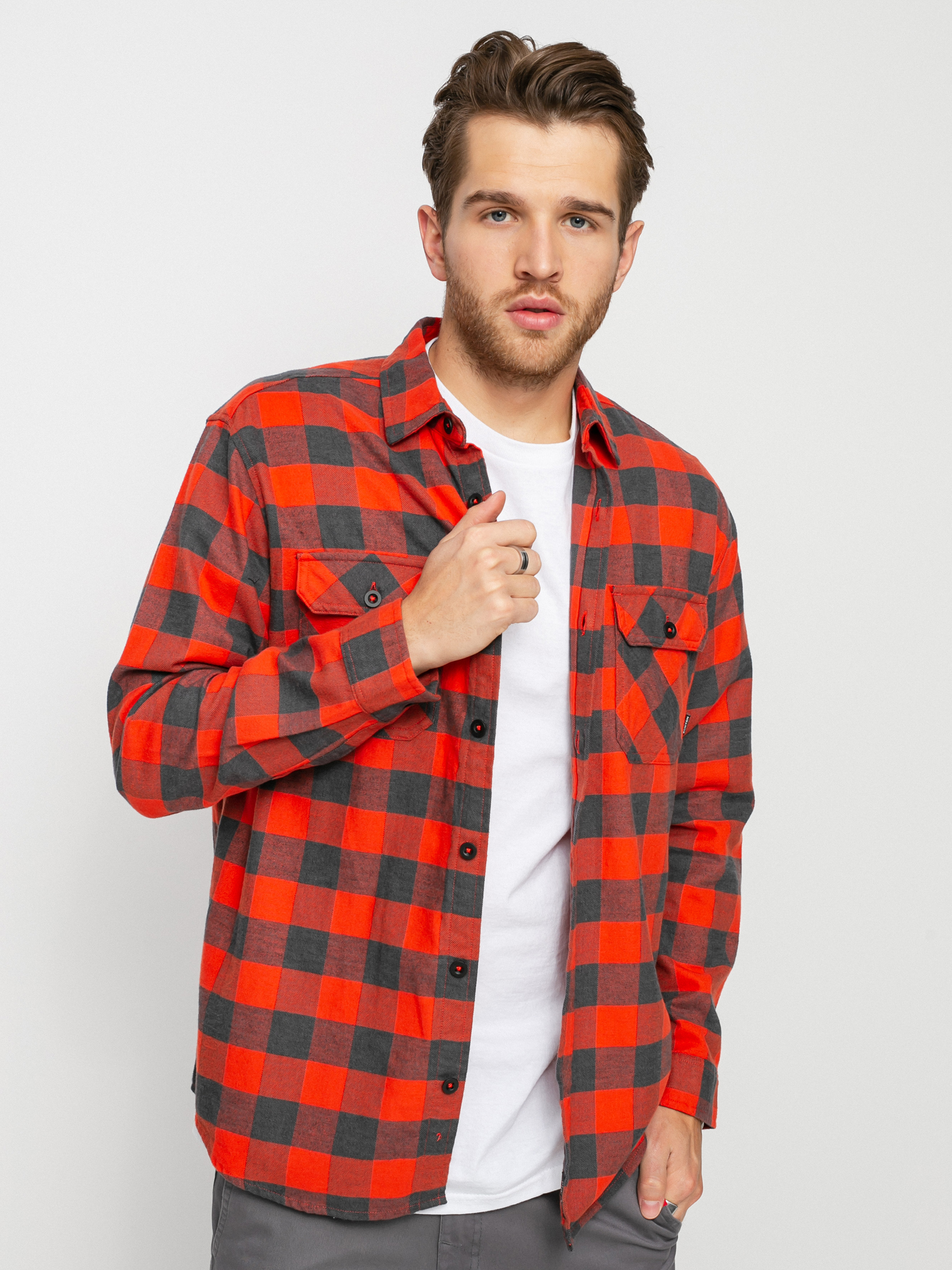 Koszula Burton Brighton Flannel (fiesta red heather buffalo plaid)