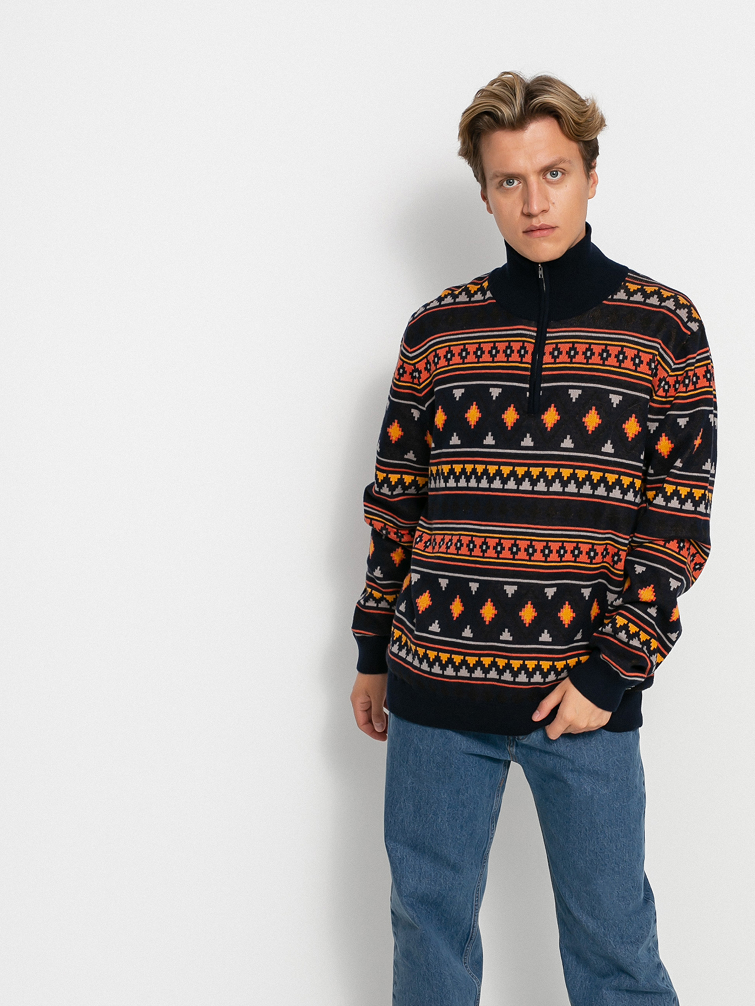 Sweter Iriedaily Soberia Troyer (navy/orange)