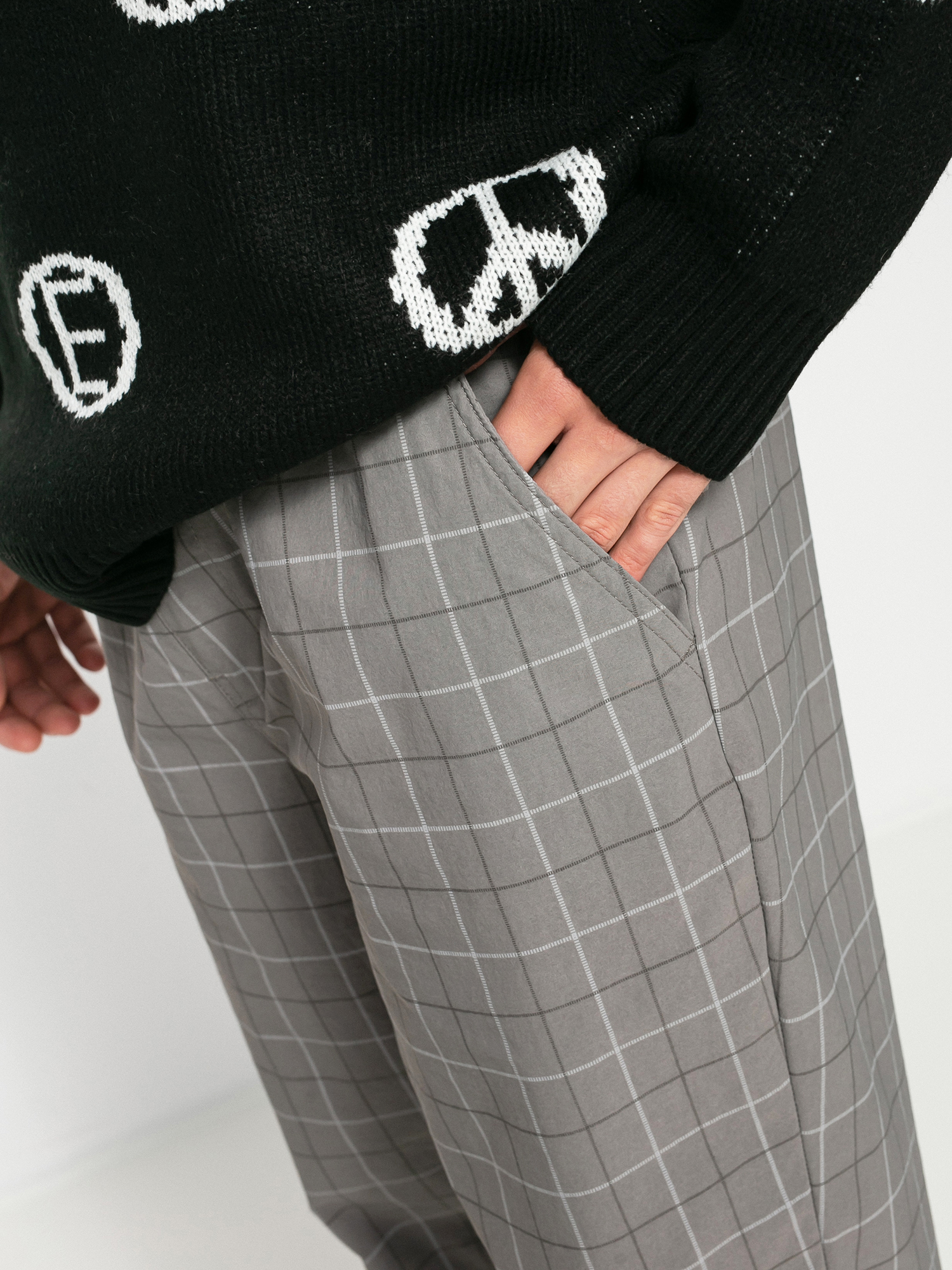 Spodnie Brixton Steady Cinch Taper (grey plaid)