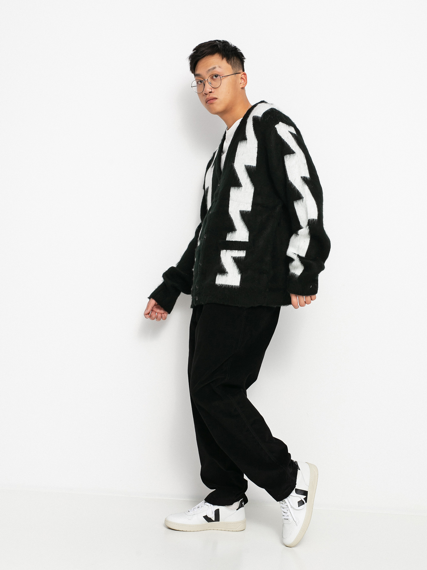 Sweter OBEY Dexter Cardigan (black multi)