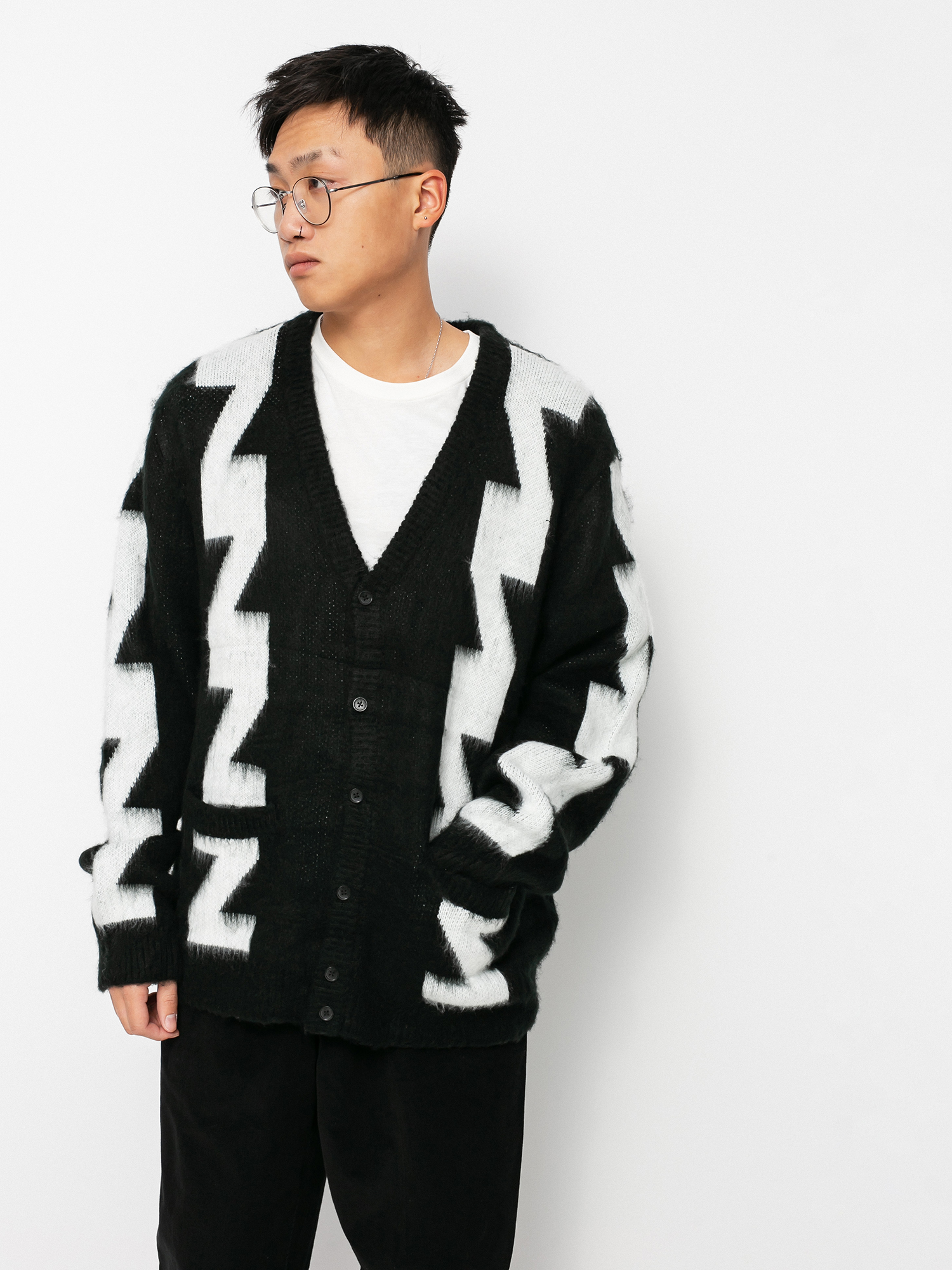 Sweter OBEY Dexter Cardigan (black multi)