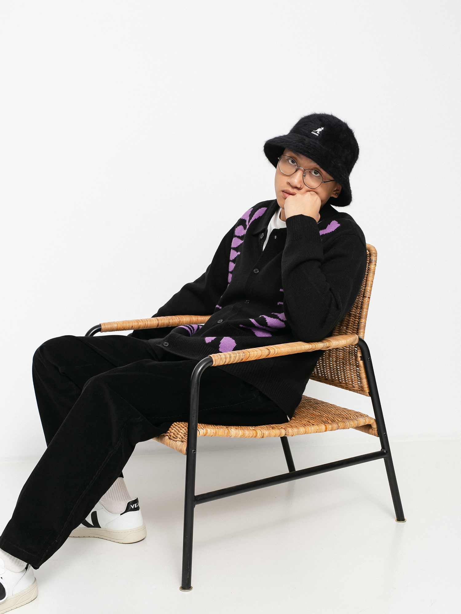 Sweter OBEY Souvenirs Cardigan (black multi)