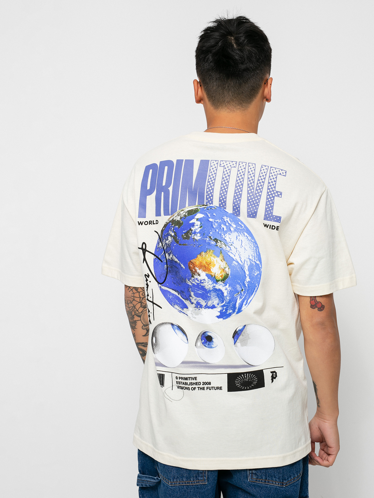 T-shirt Primitive Worldwide Vision (cream)