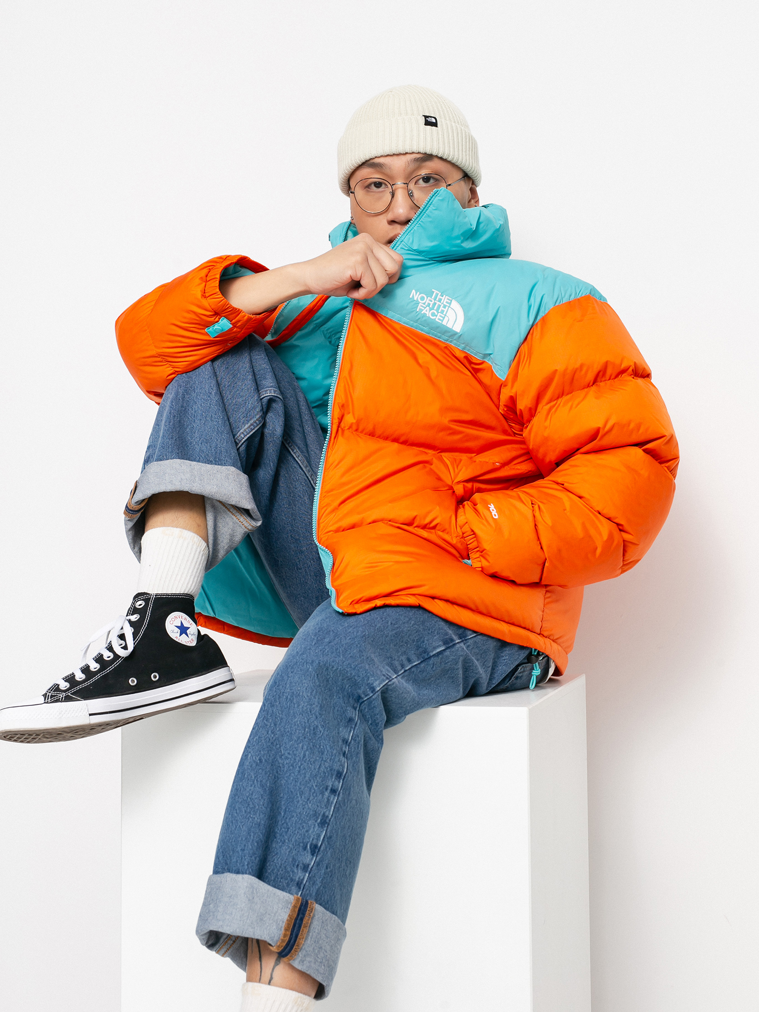 Kurtka The North Face 1996 Retro Nuptse (red orange/transantarctic blue)