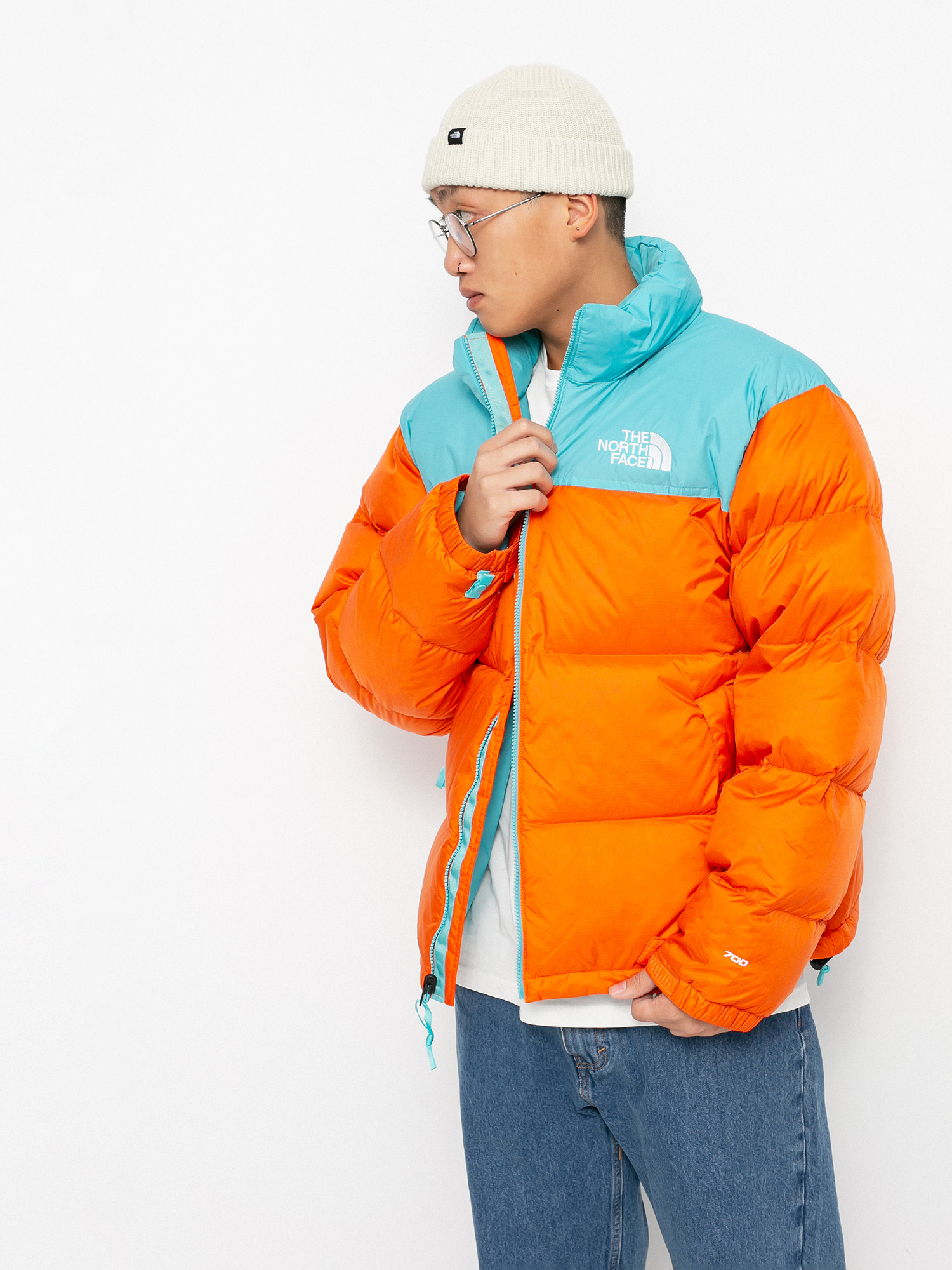 Kurtka The North Face 1996 Retro Nuptse (red orange/transantarctic blue)