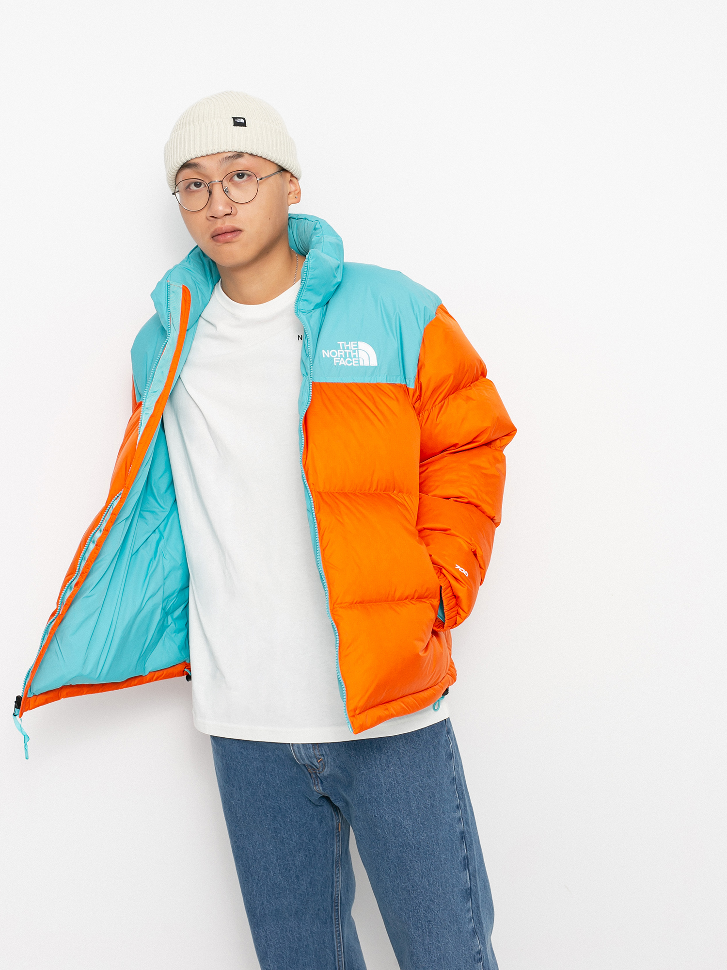 Kurtka The North Face 1996 Retro Nuptse (red orange/transantarctic blue)