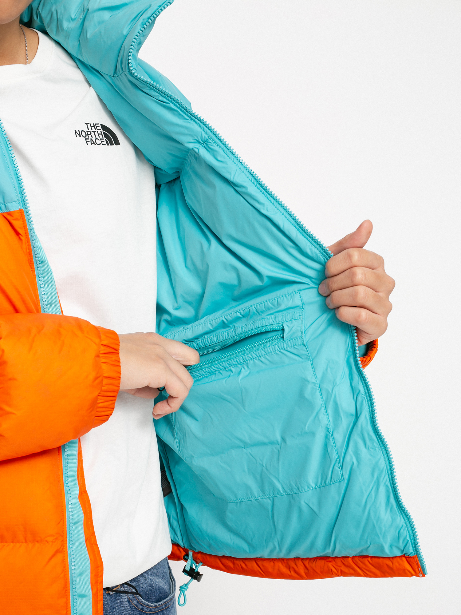 Kurtka The North Face 1996 Retro Nuptse (red orange/transantarctic blue)