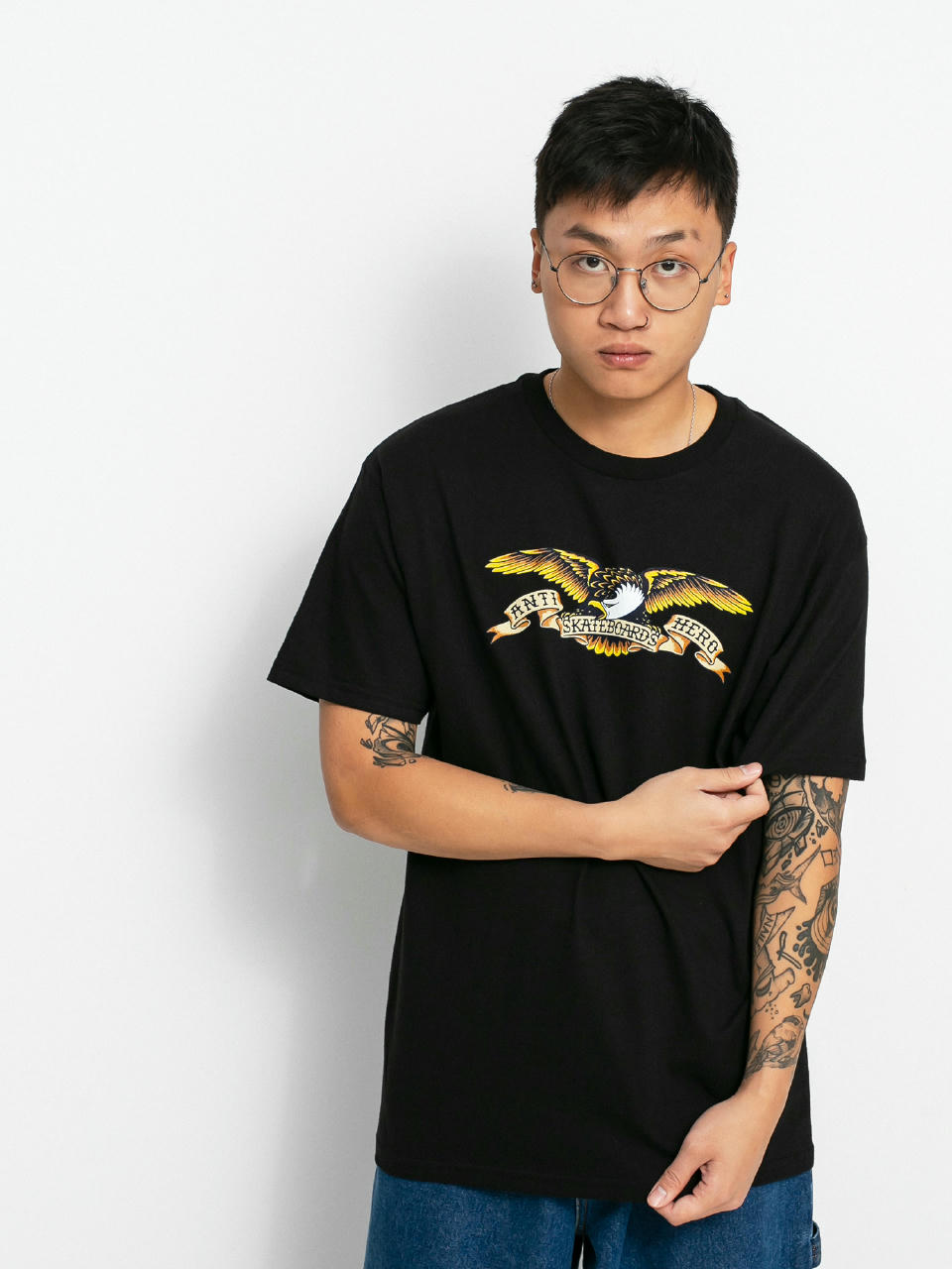 T-shirt Antihero Eagle (black w/multi colored print)