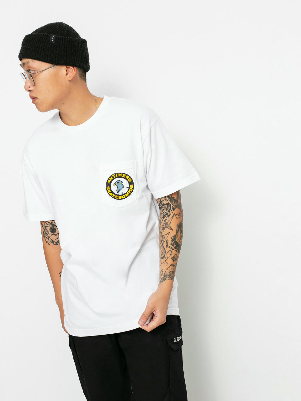 T-shirt Antihero Pigeon Round (white w/multi colored print)