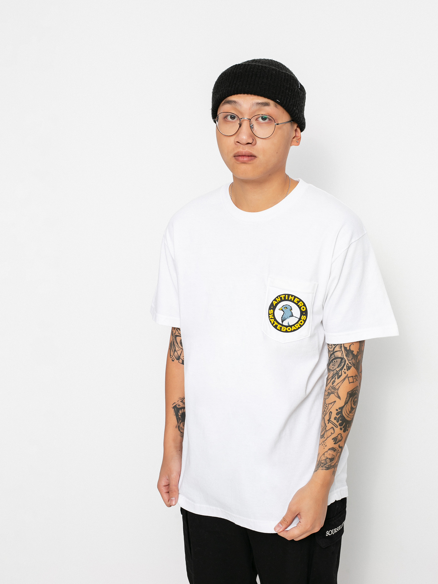 T-shirt Antihero Pigeon Round (white w/multi colored print)