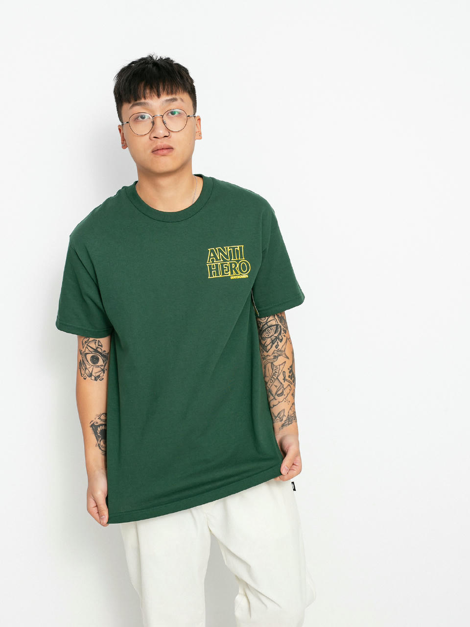 T-shirt Antihero Lil Black Hero Outline (forrest green w/yellow print)