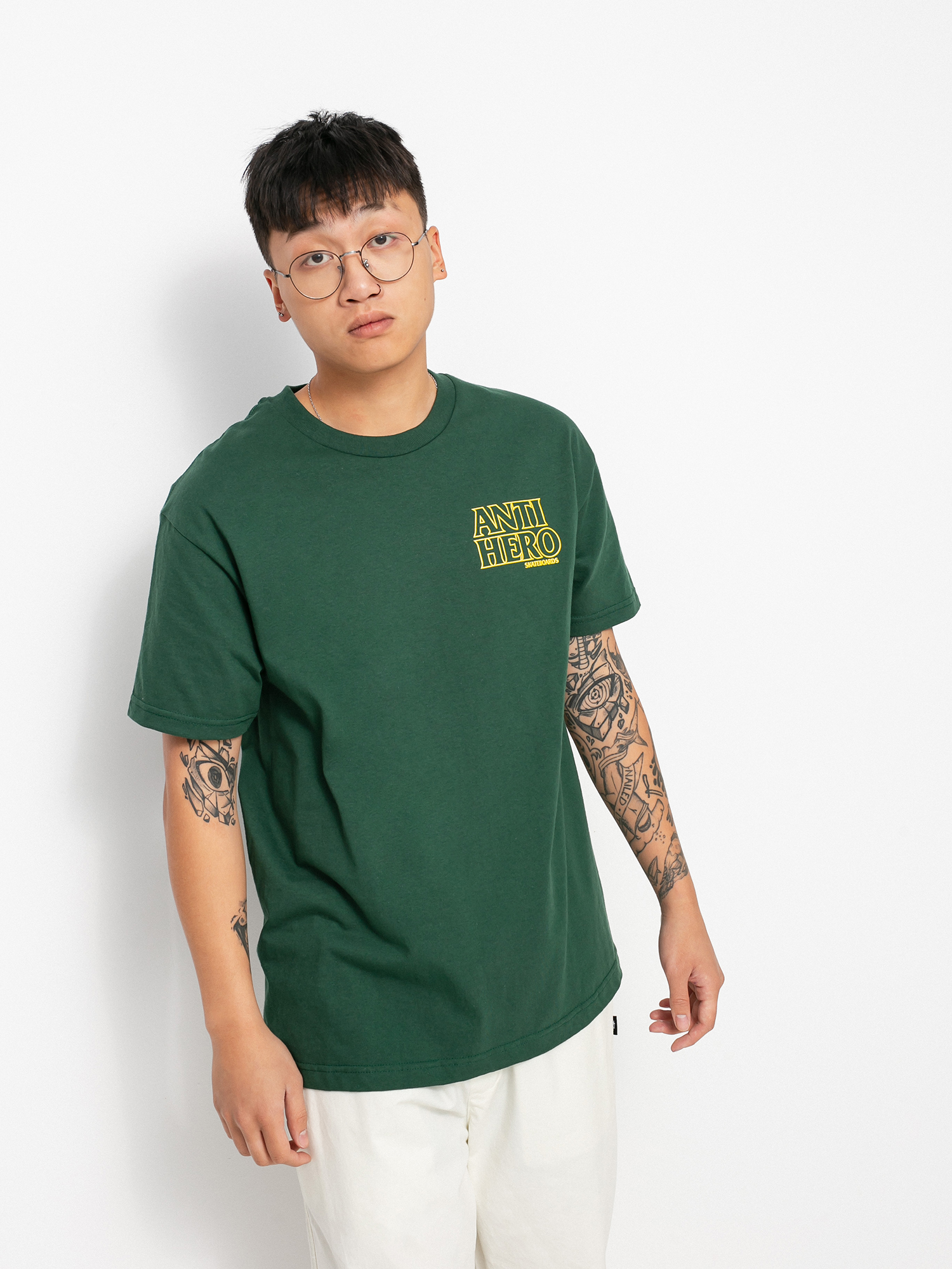 T-shirt Antihero Lil Black Hero Outline (forrest green w/yellow print)