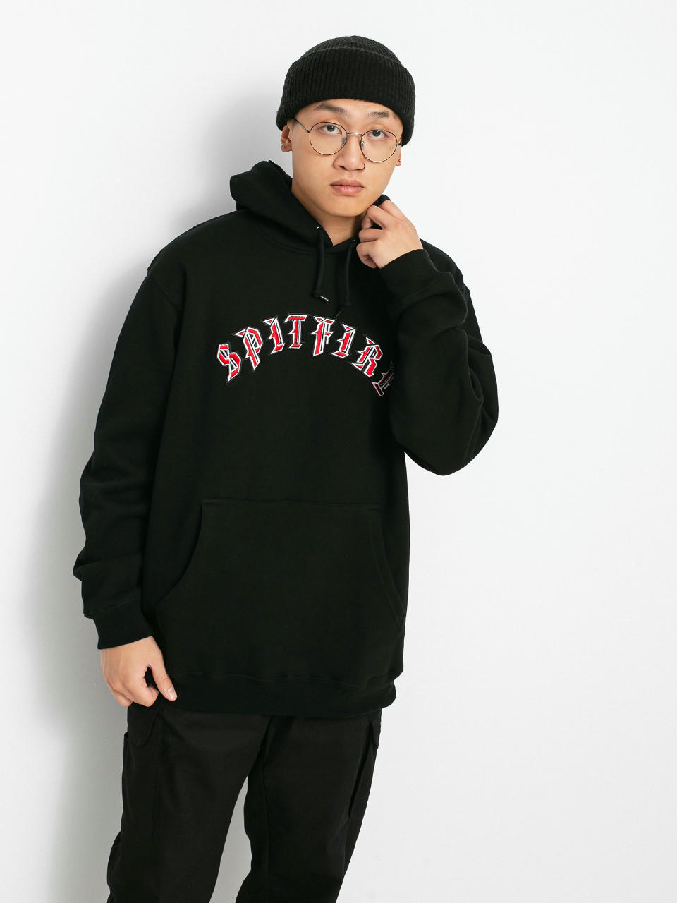 Bluza z kapturem Spitfire Old E HD (black w/red embroidery)